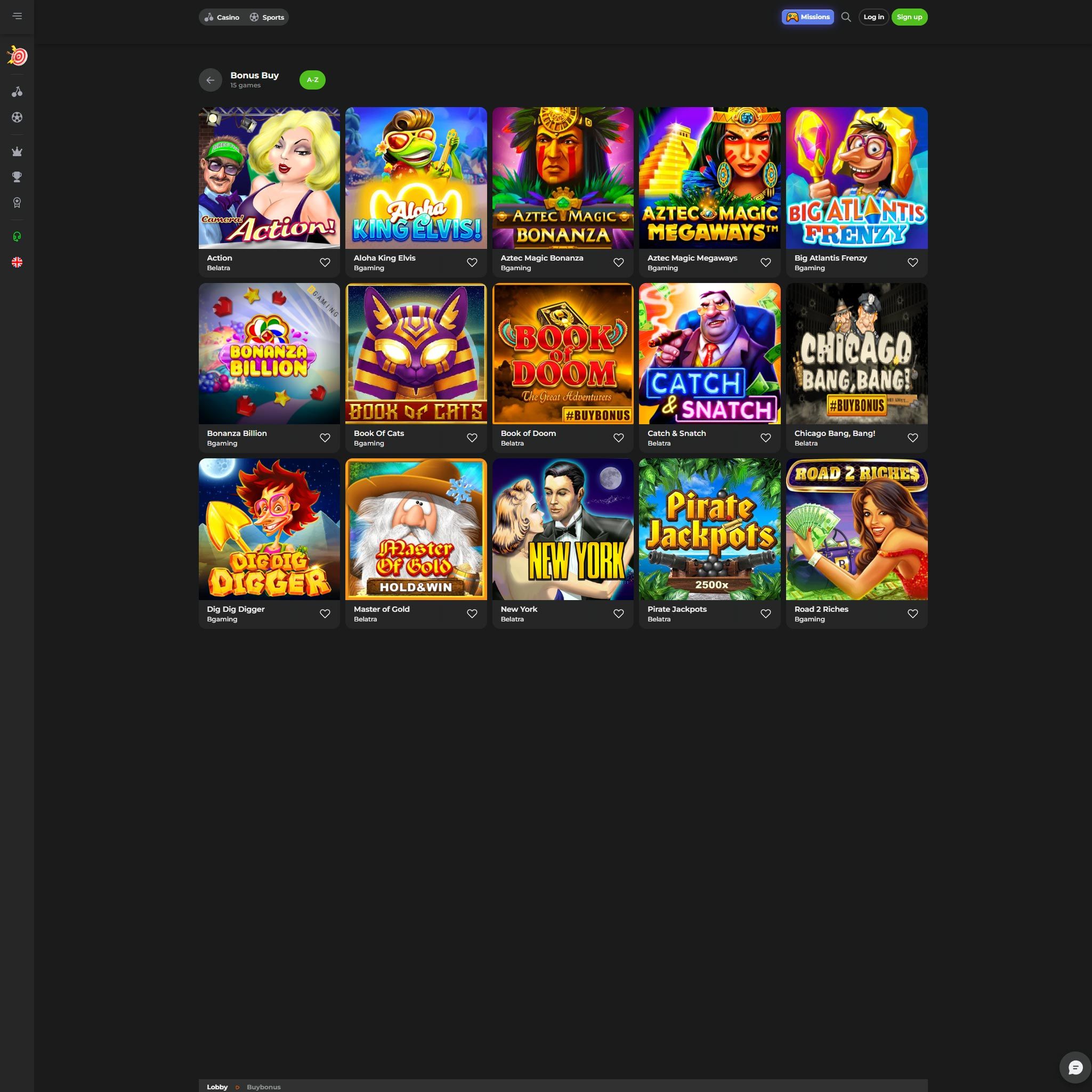BetOnRed Casino full games catalogue