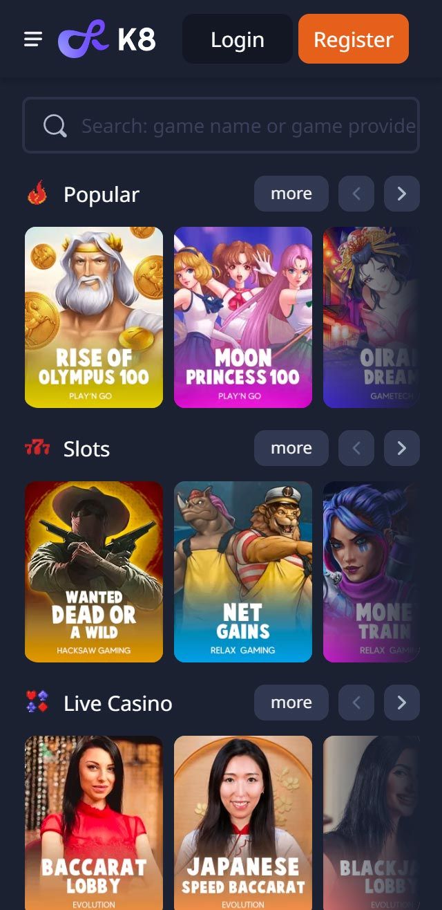 K8 Casino review lists all the bonuses available for you today