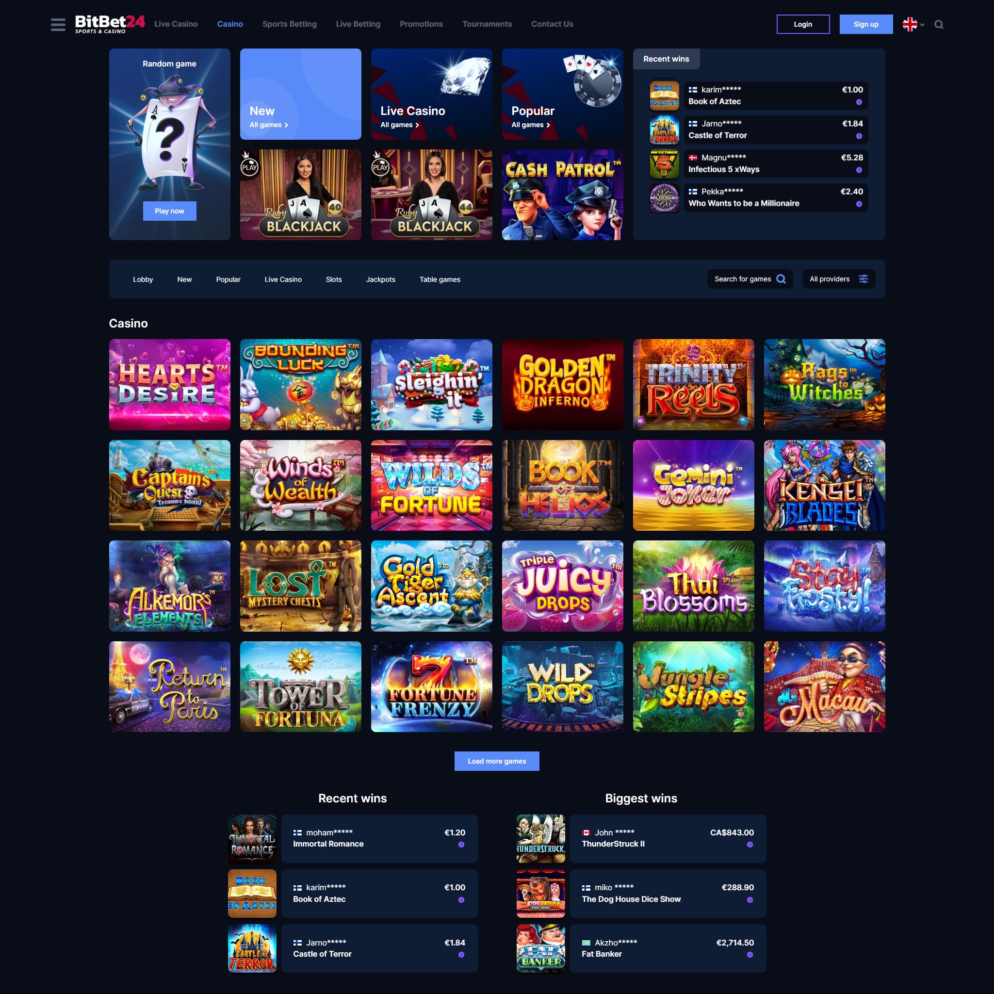 BitBet 24 Casino full games catalogue