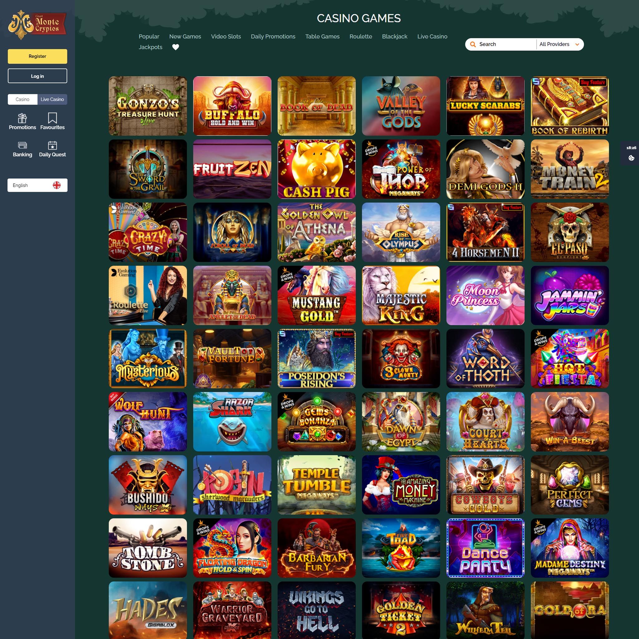 Montecryptos Casino full games catalogue