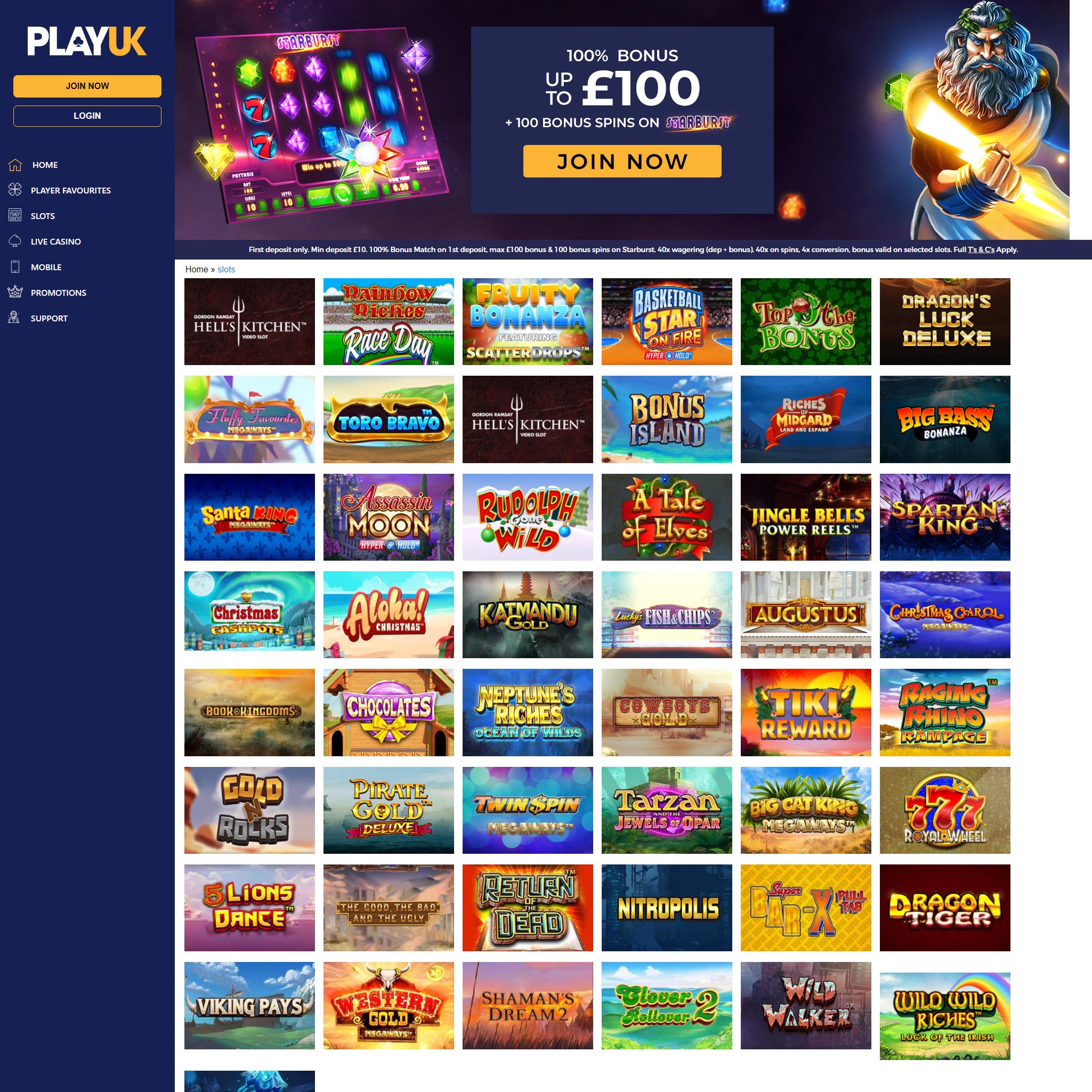 Find PlayUK Casino game catalog