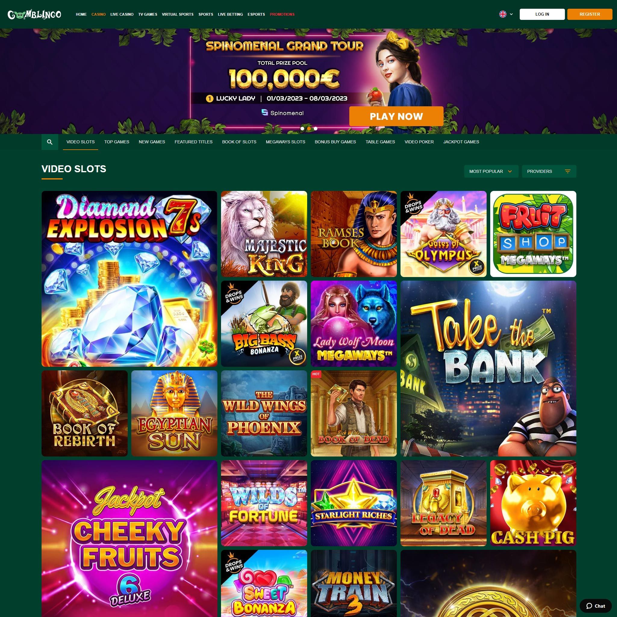 Gomblingo Casino full games catalogue