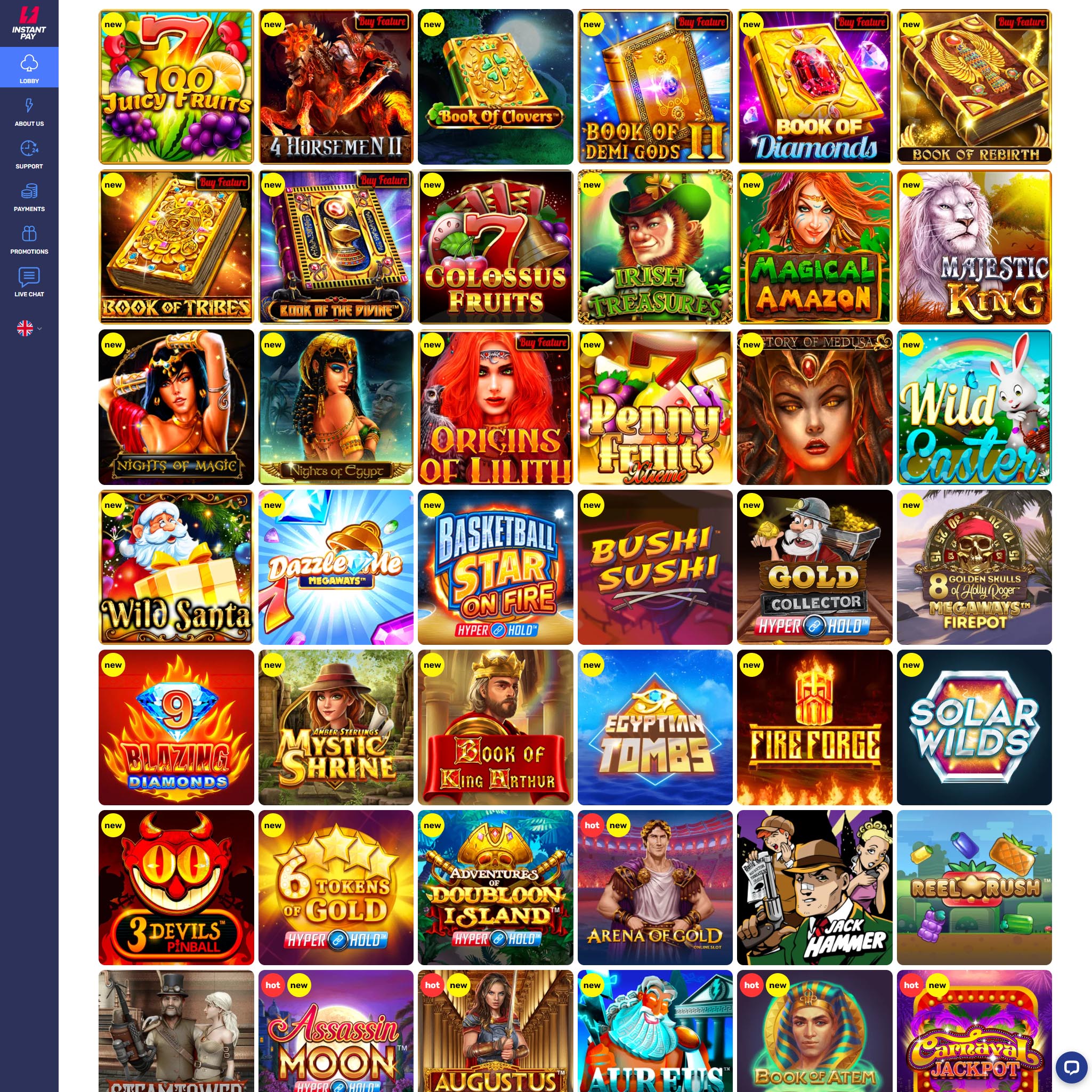 InstantPay Casino full games catalogue