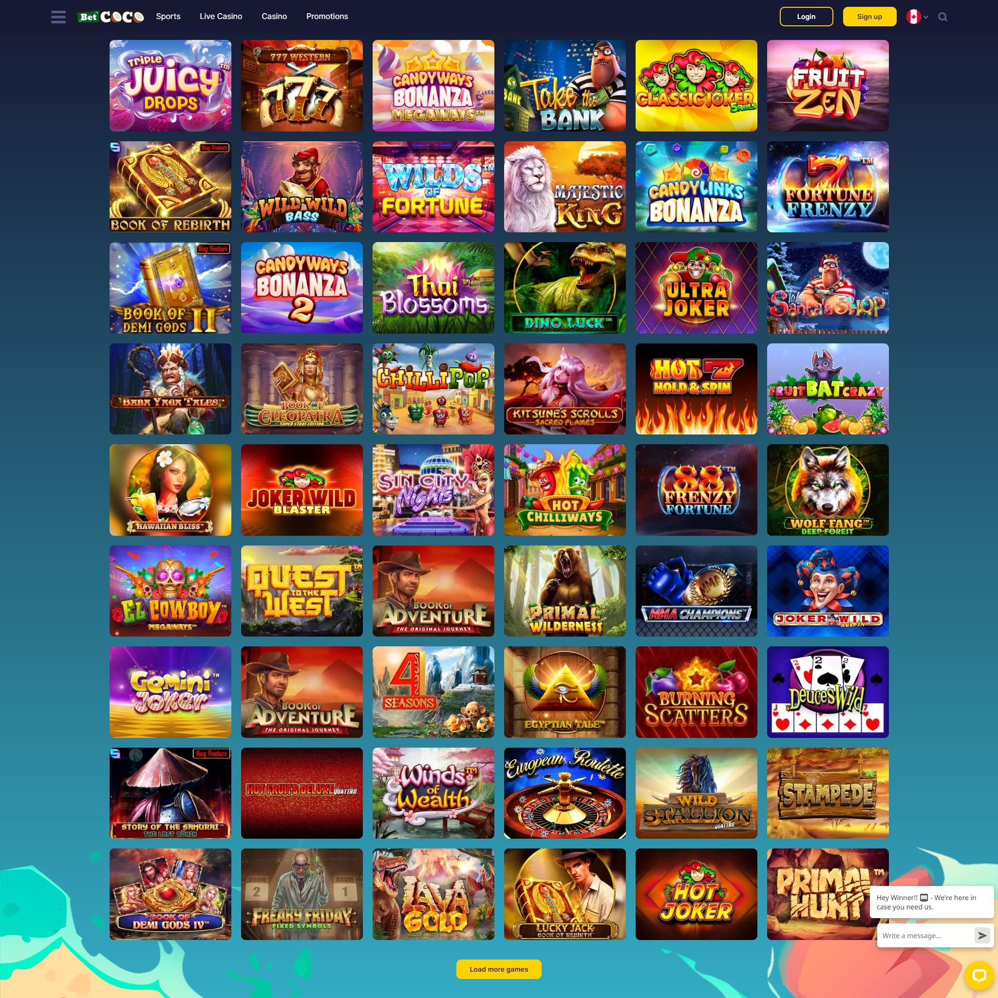 BetCoCo Casino full games catalogue