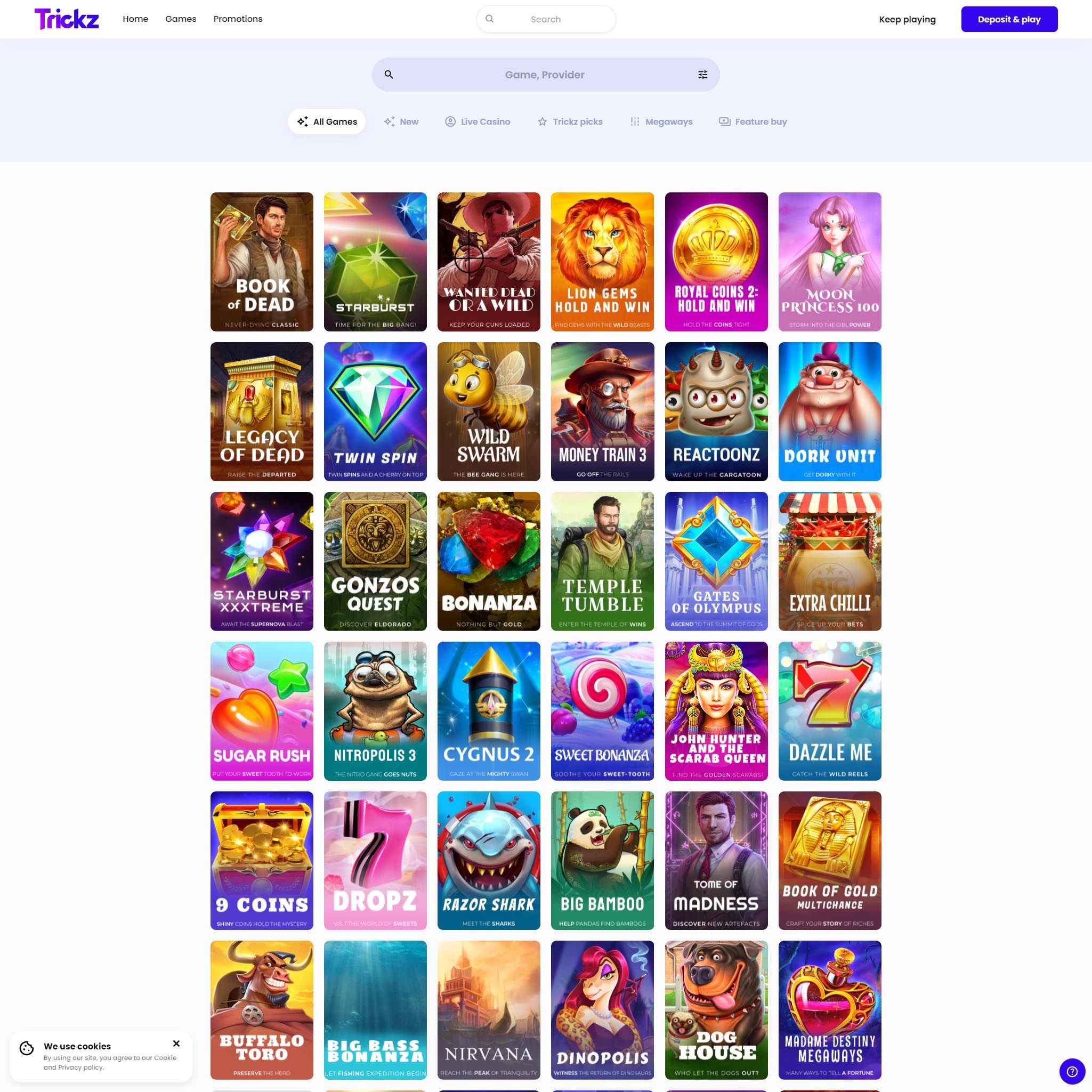 Trickz Casino full games catalogue