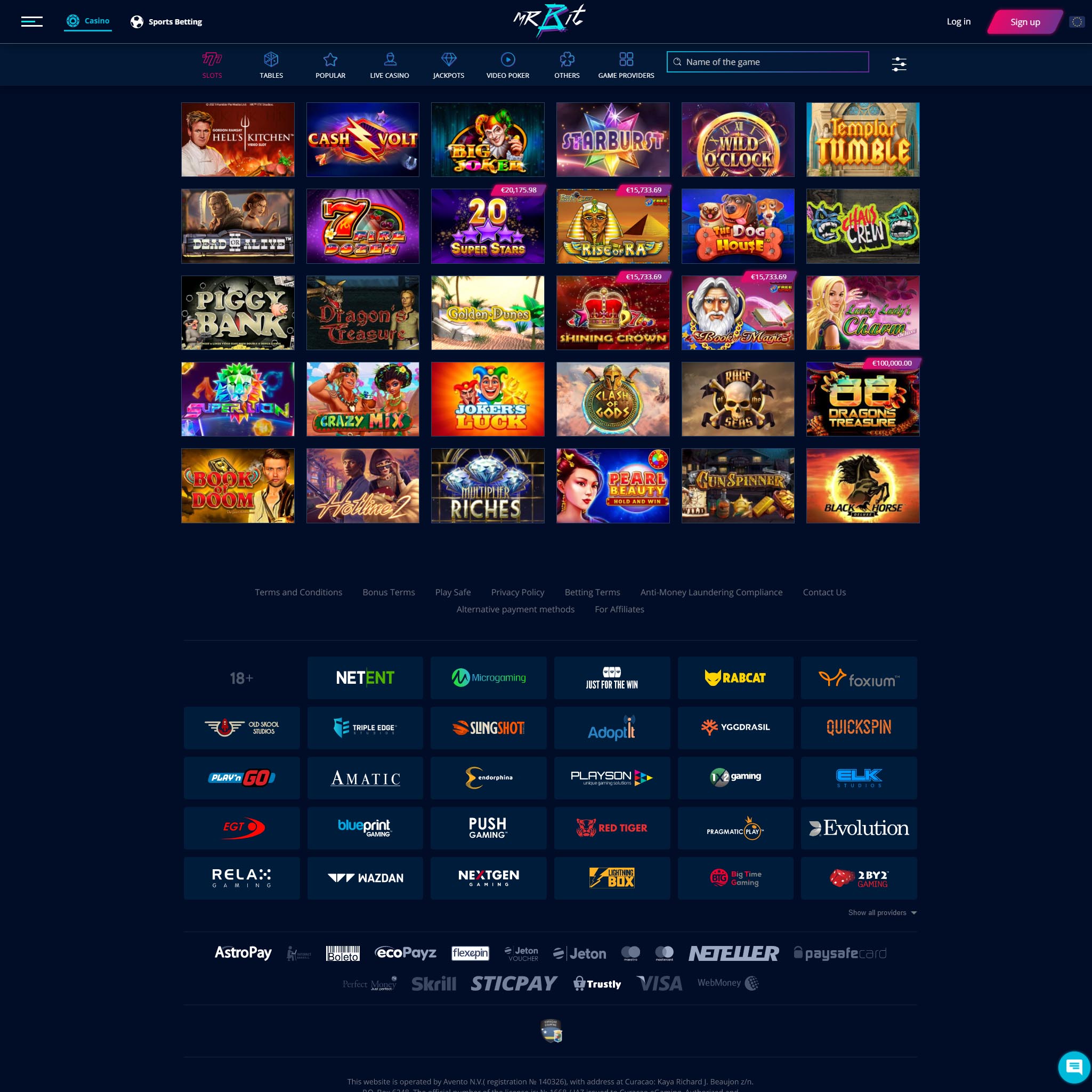 mrBit Casino full games catalogue