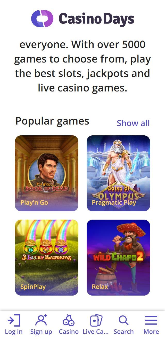Casino Days review lists all the bonuses available for you today
