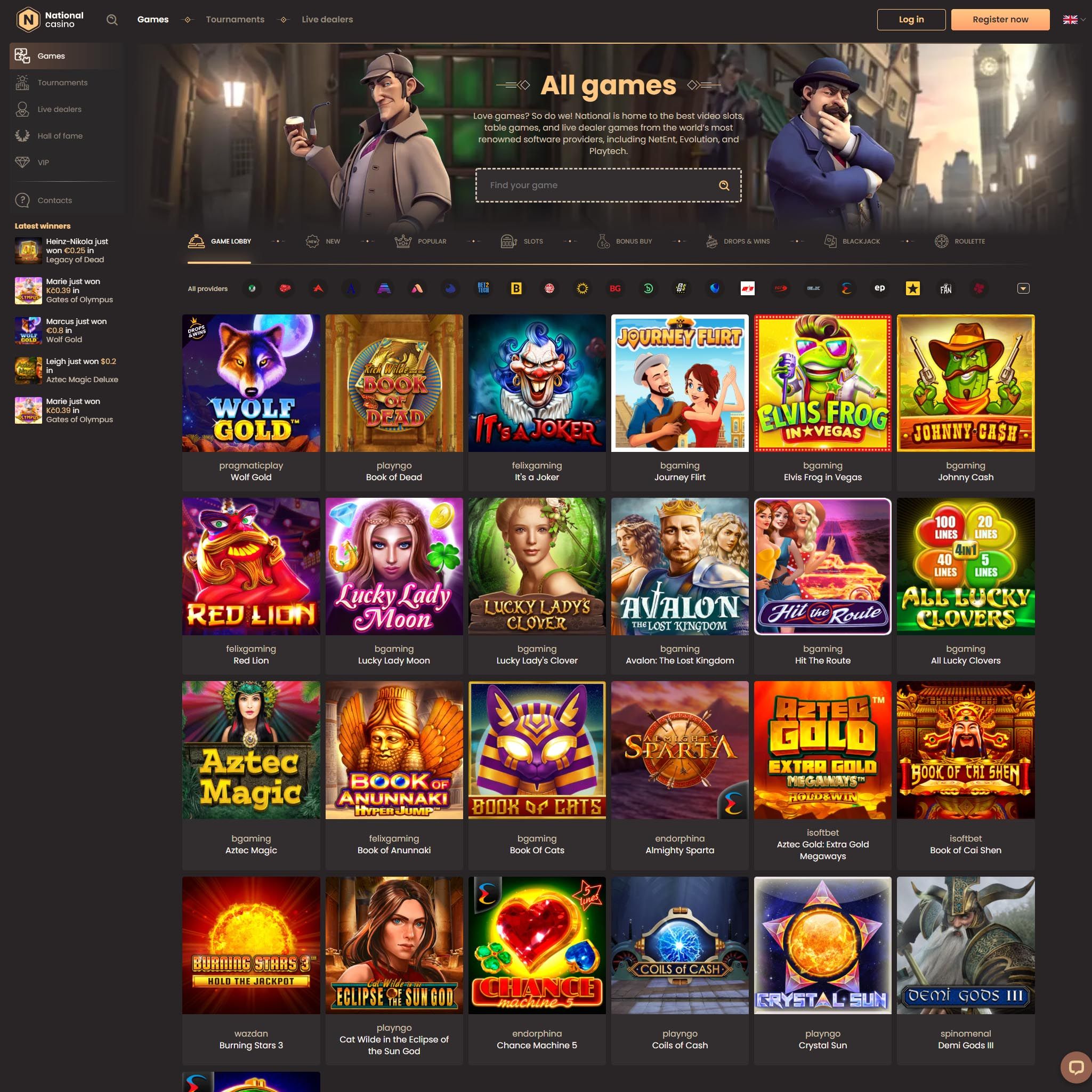 National Casino full games catalogue