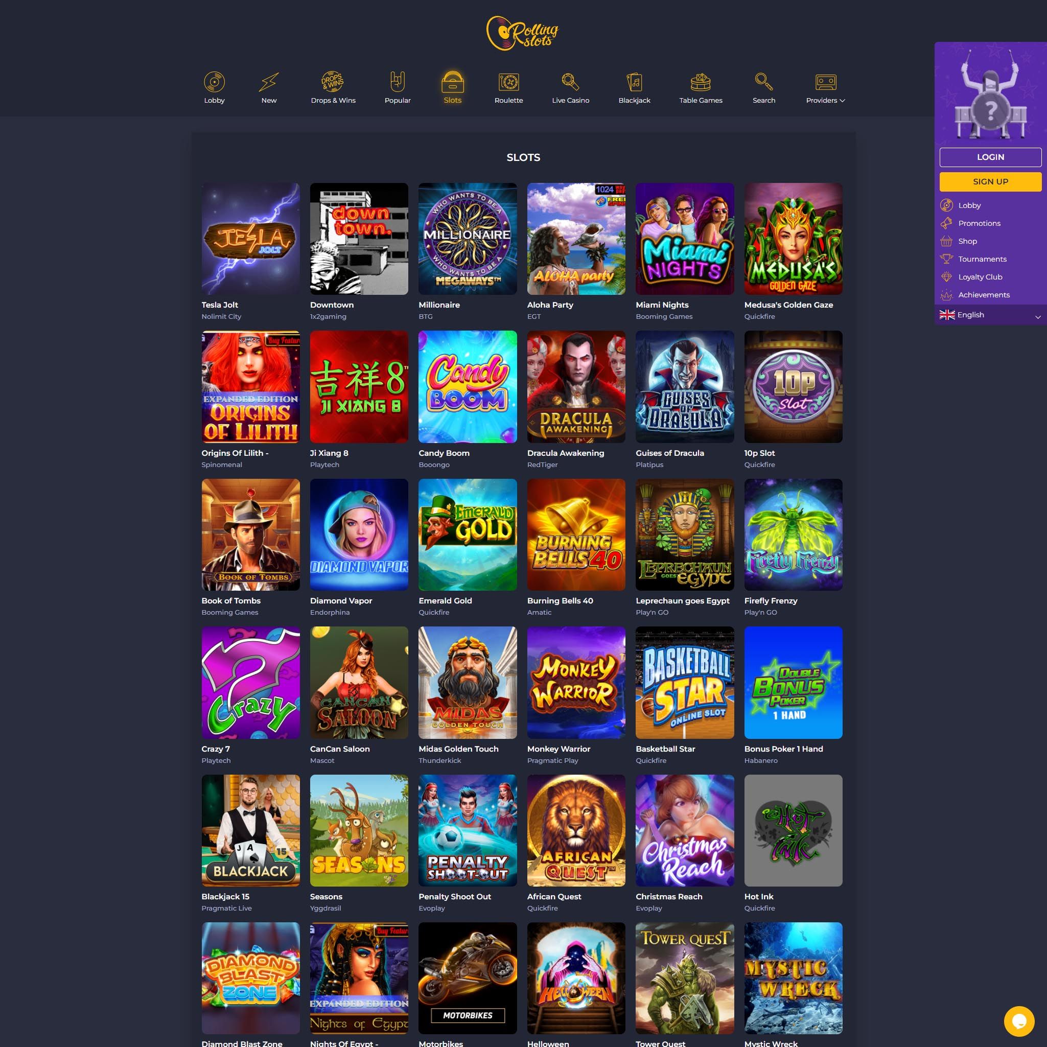 Rolling Slots full games catalogue