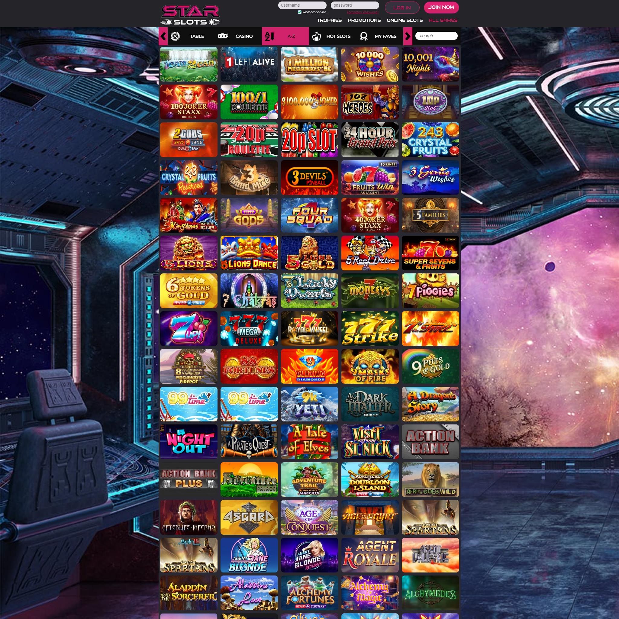 Star Slots full games catalogue