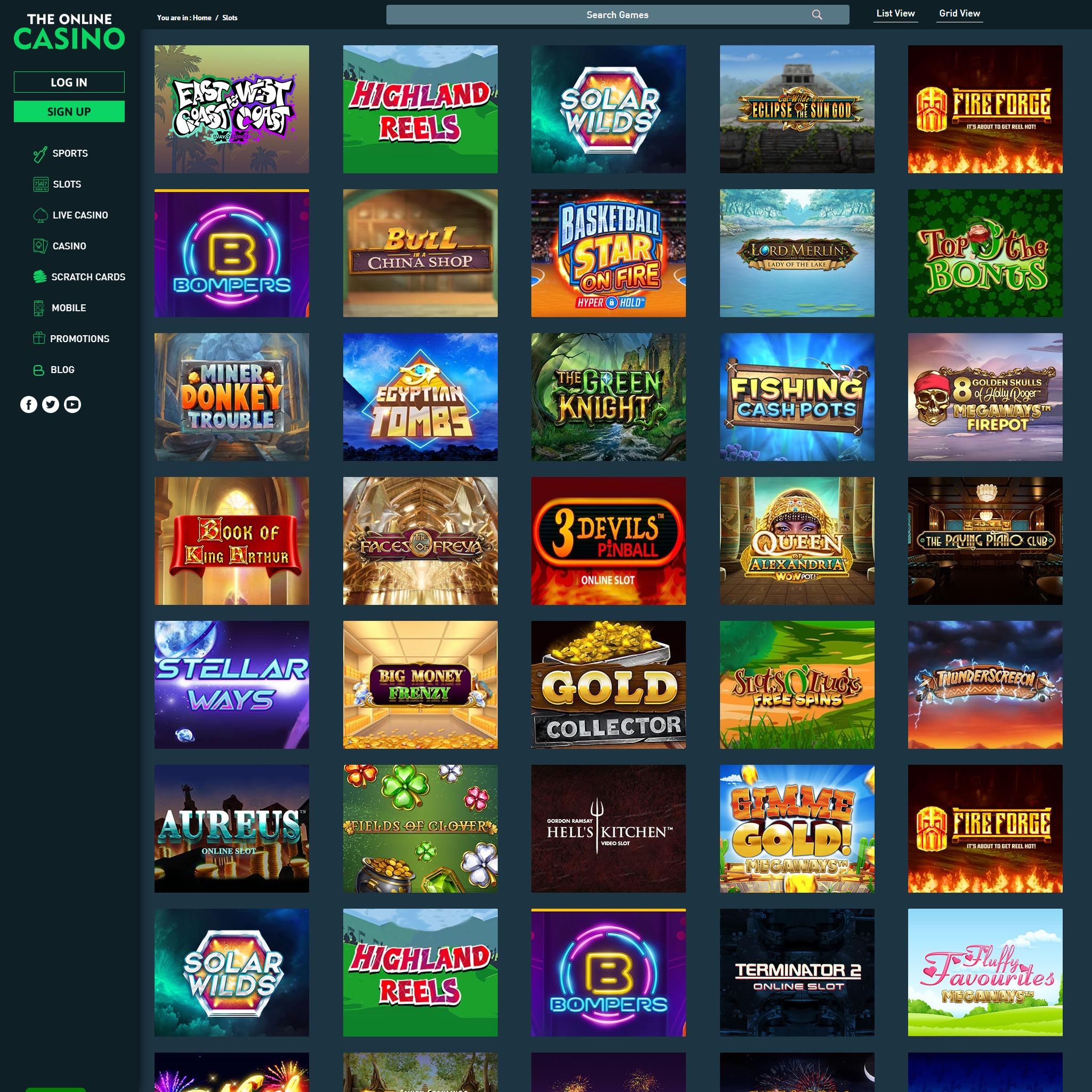 The Online Casino full games catalogue