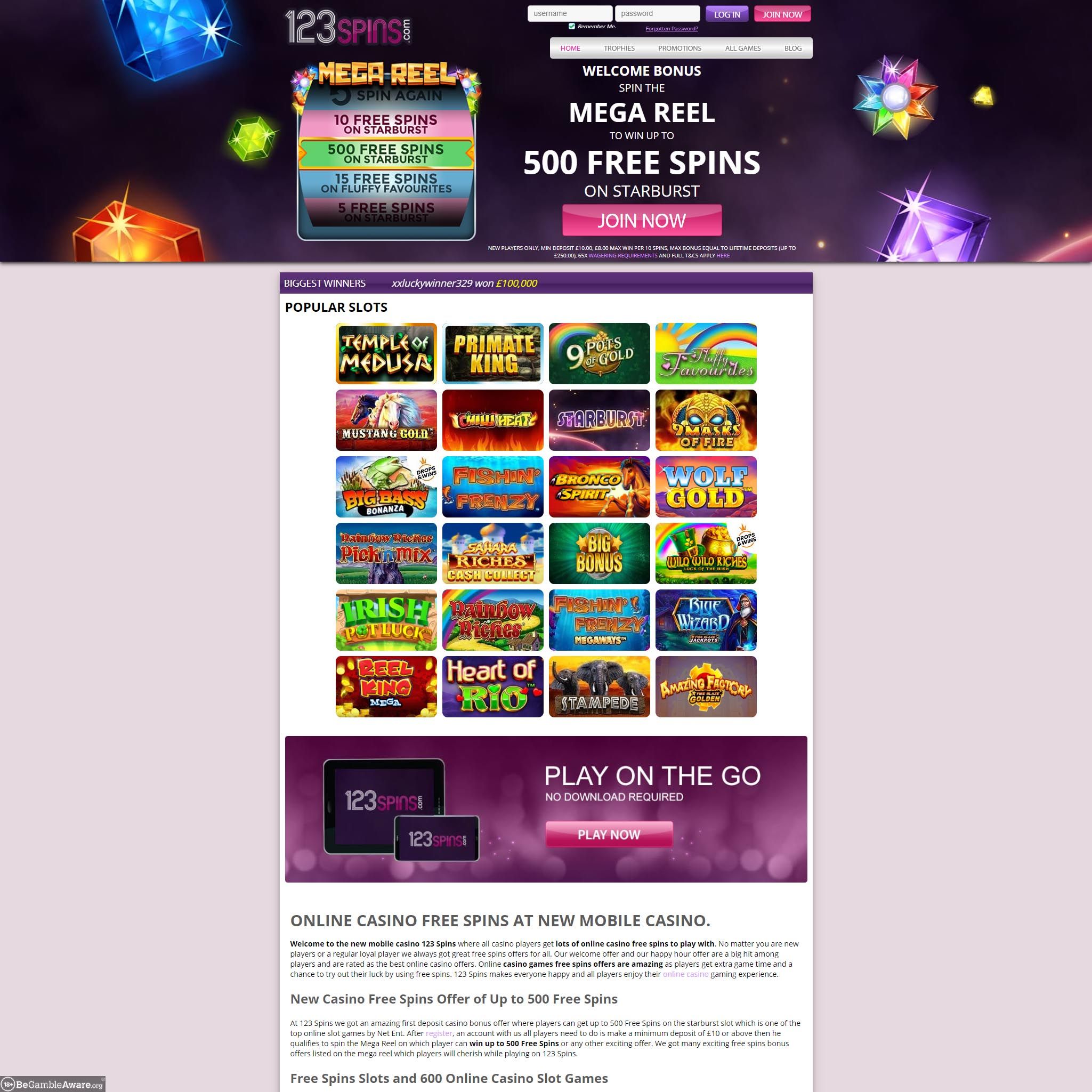 123spins Casino UK review by Mr. Gamble
