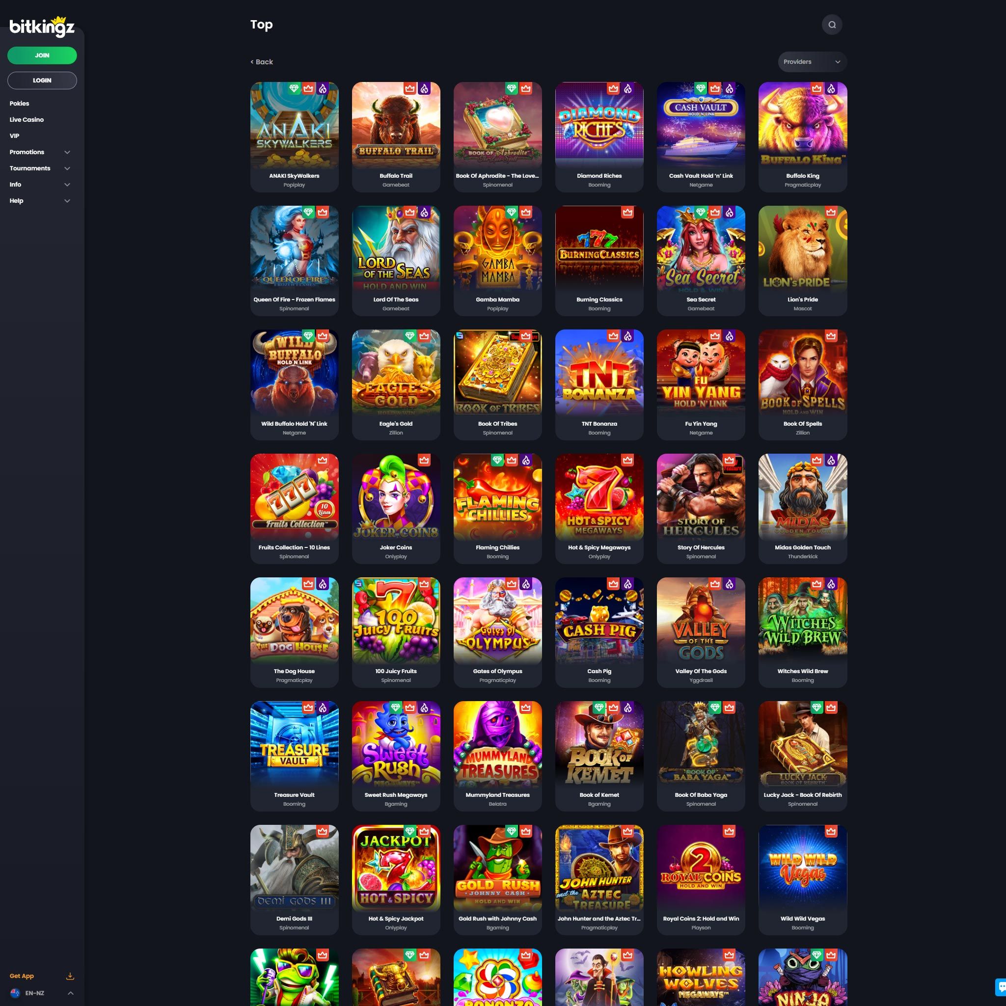 Bitkingz Casino full games catalogue