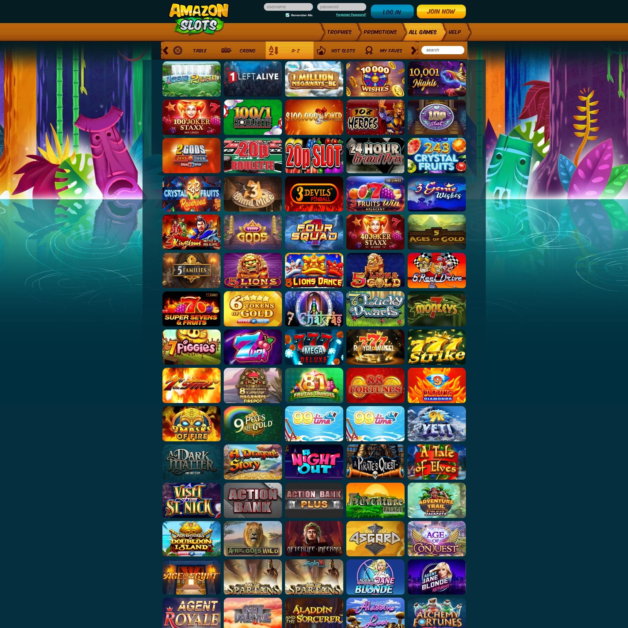 Find Amazon Slots Casino game catalog