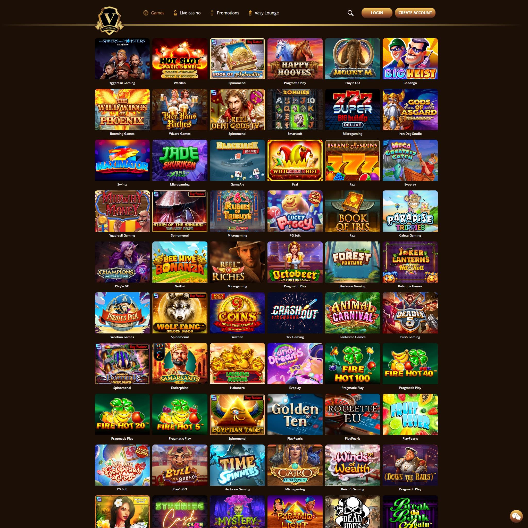 Vasy casino full games catalogue
