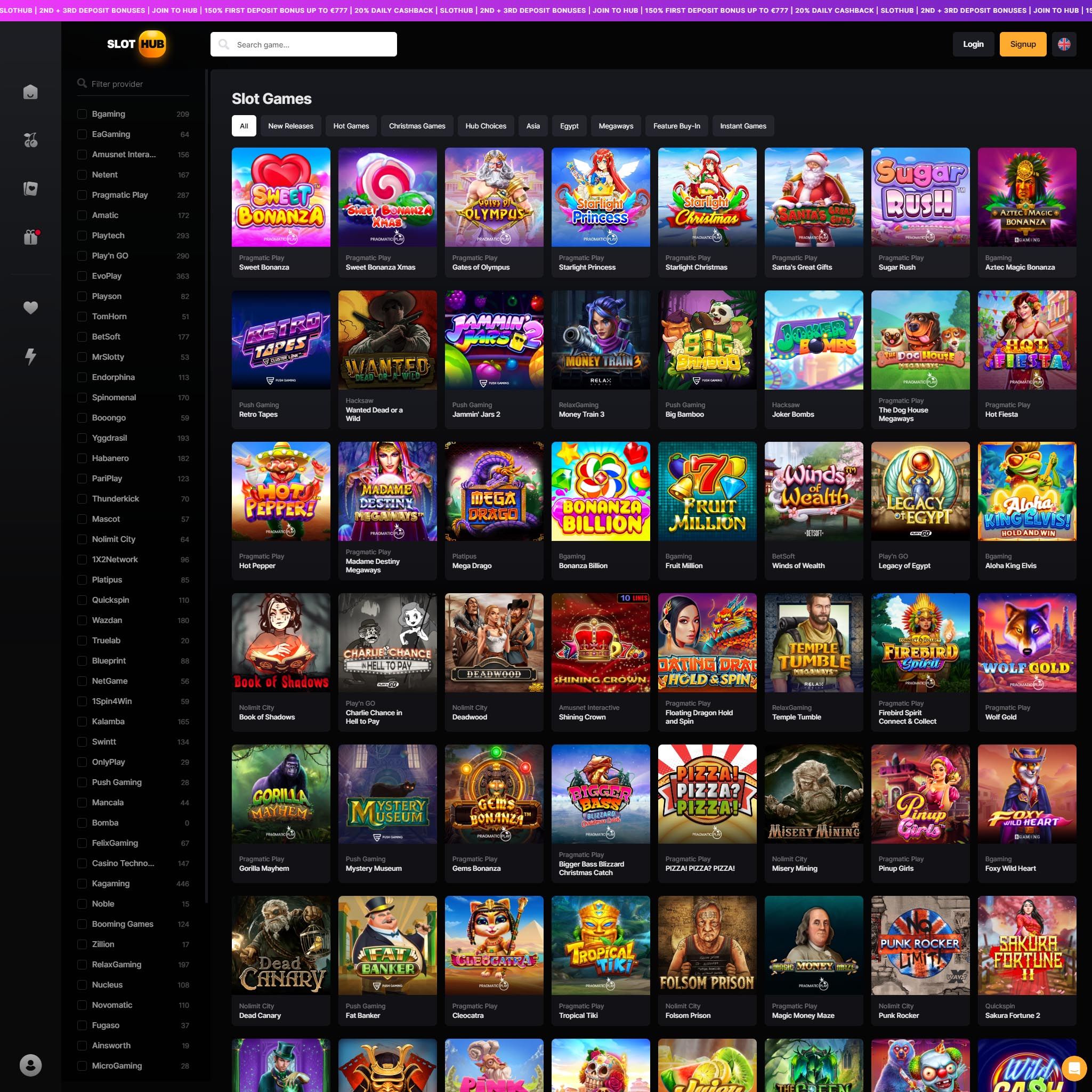 SlotHub full games catalogue