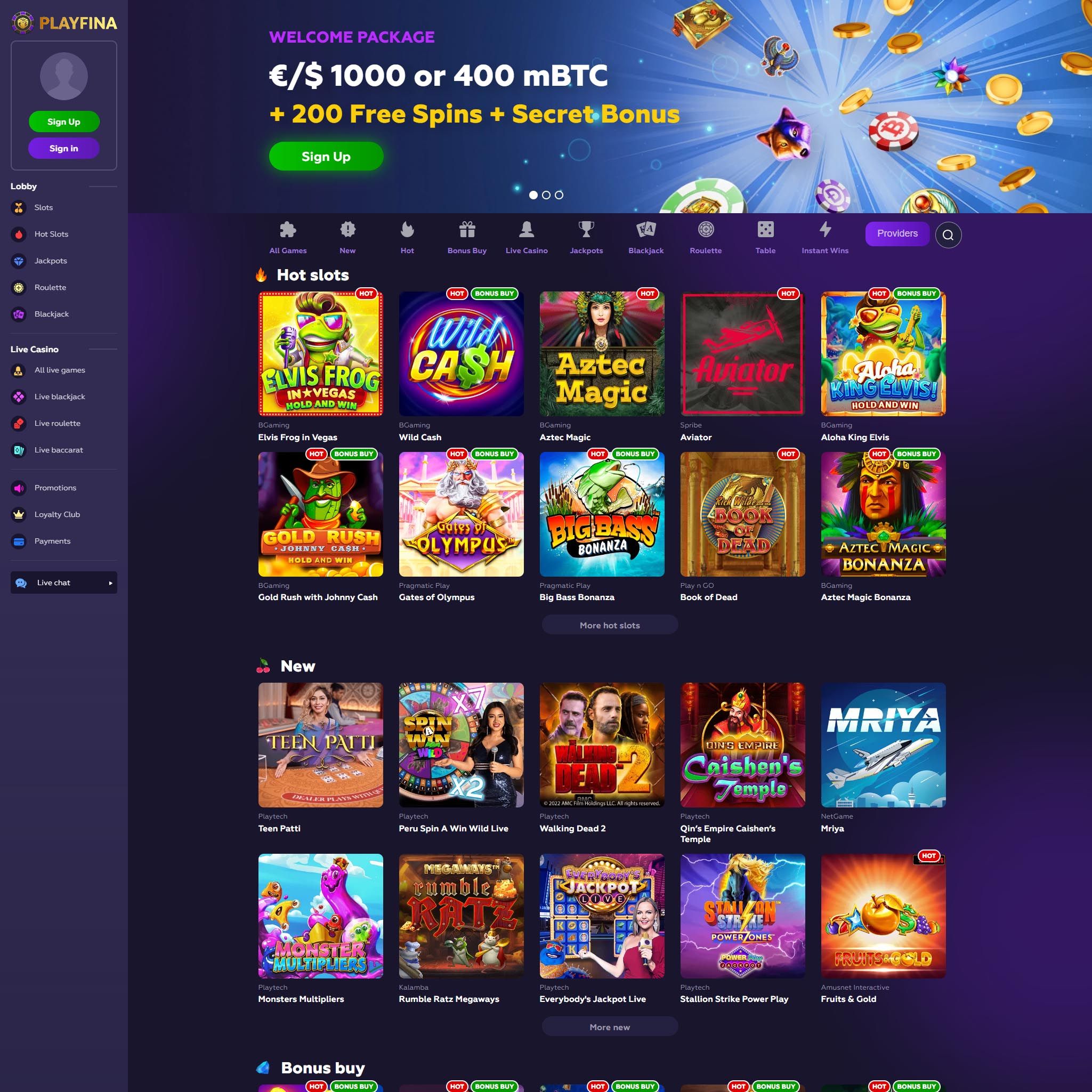 Playfina Casino review by Mr. Gamble