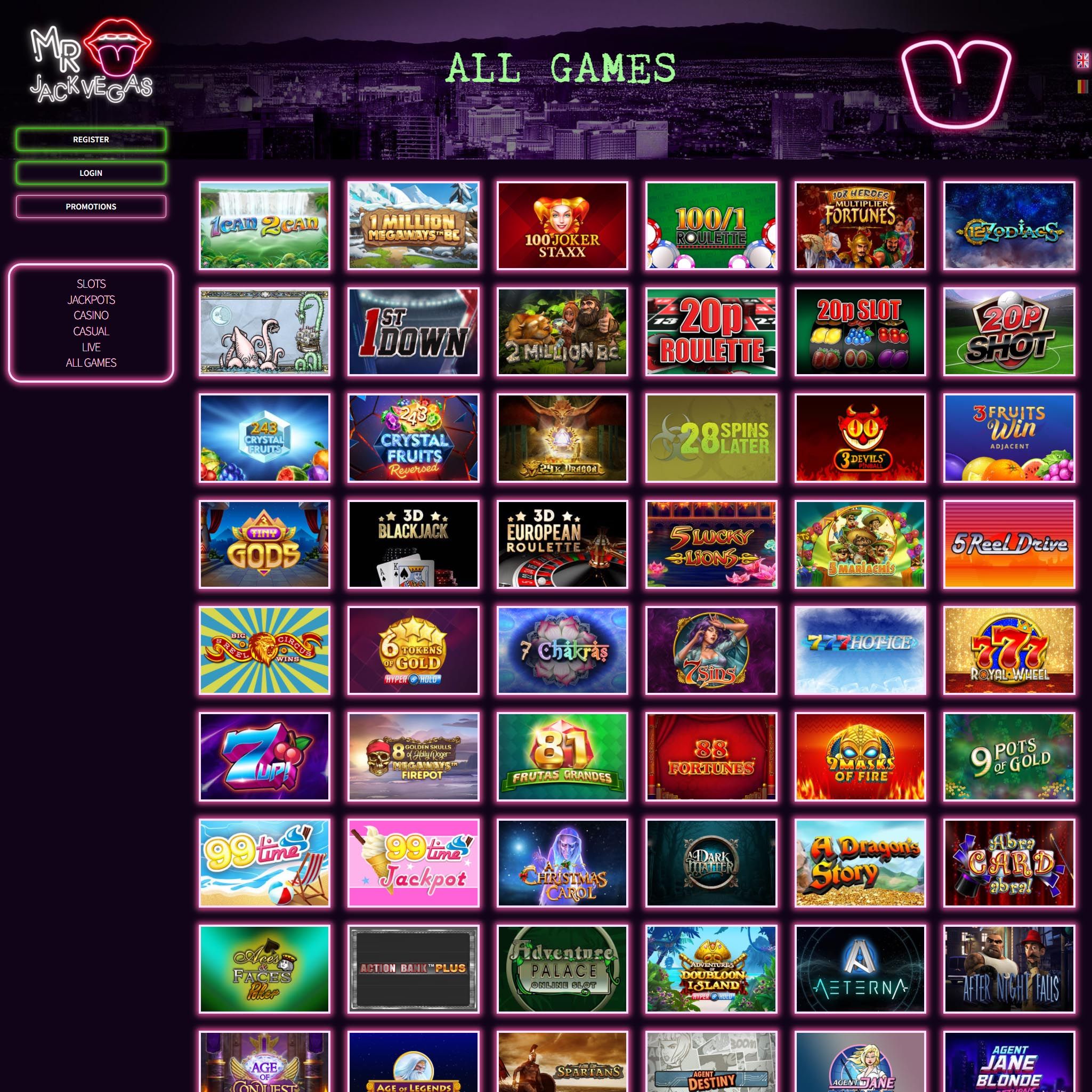 Mr Jack Vegas full games catalogue
