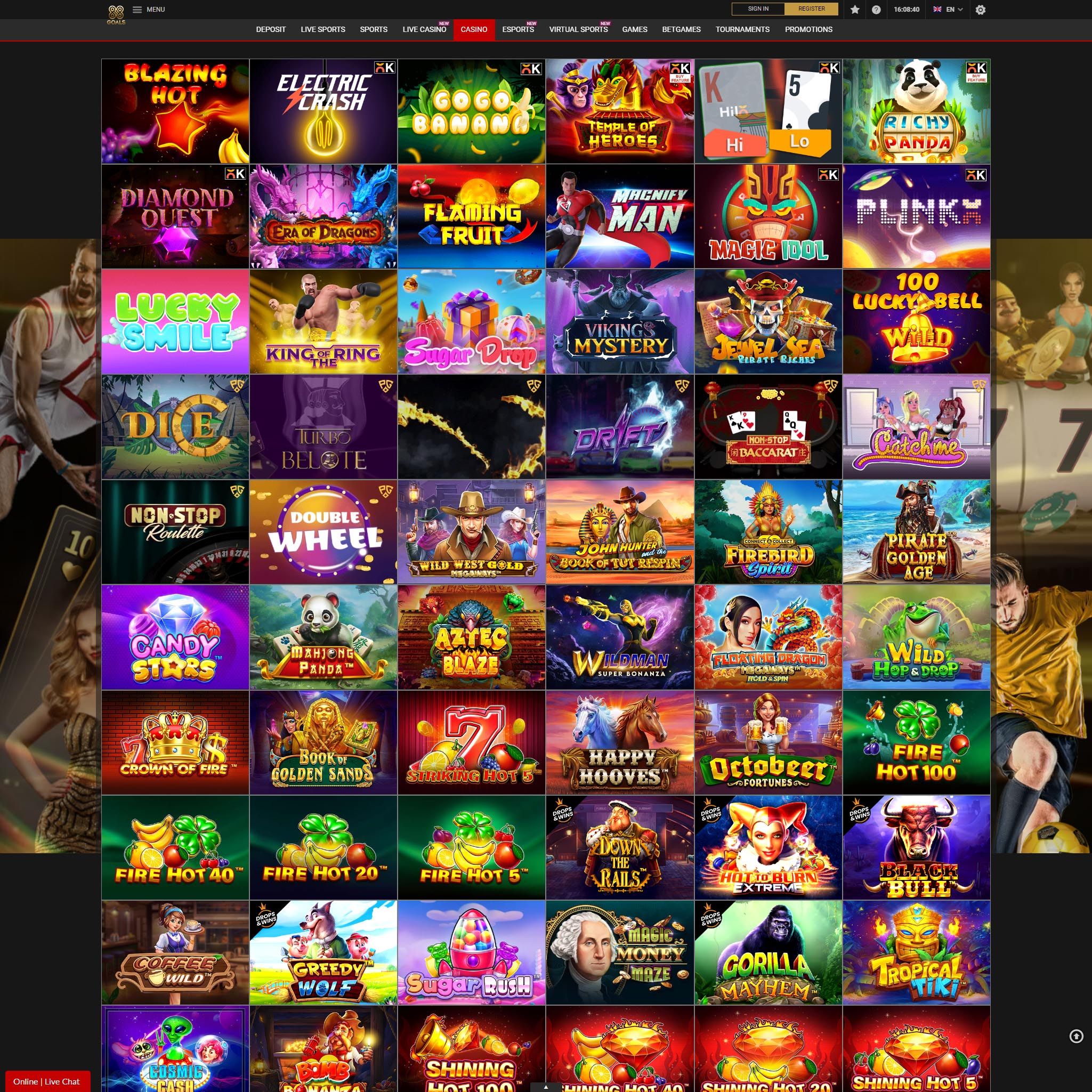 88Goals Casino full games catalogue