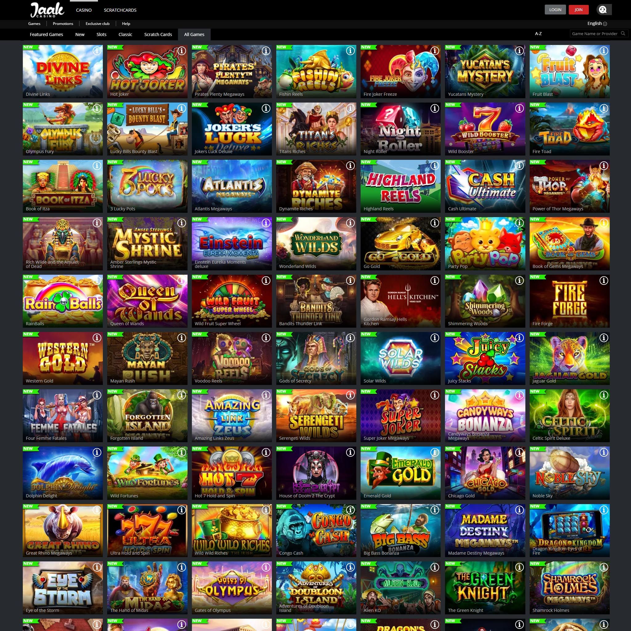 Jaak Casino full games catalogue