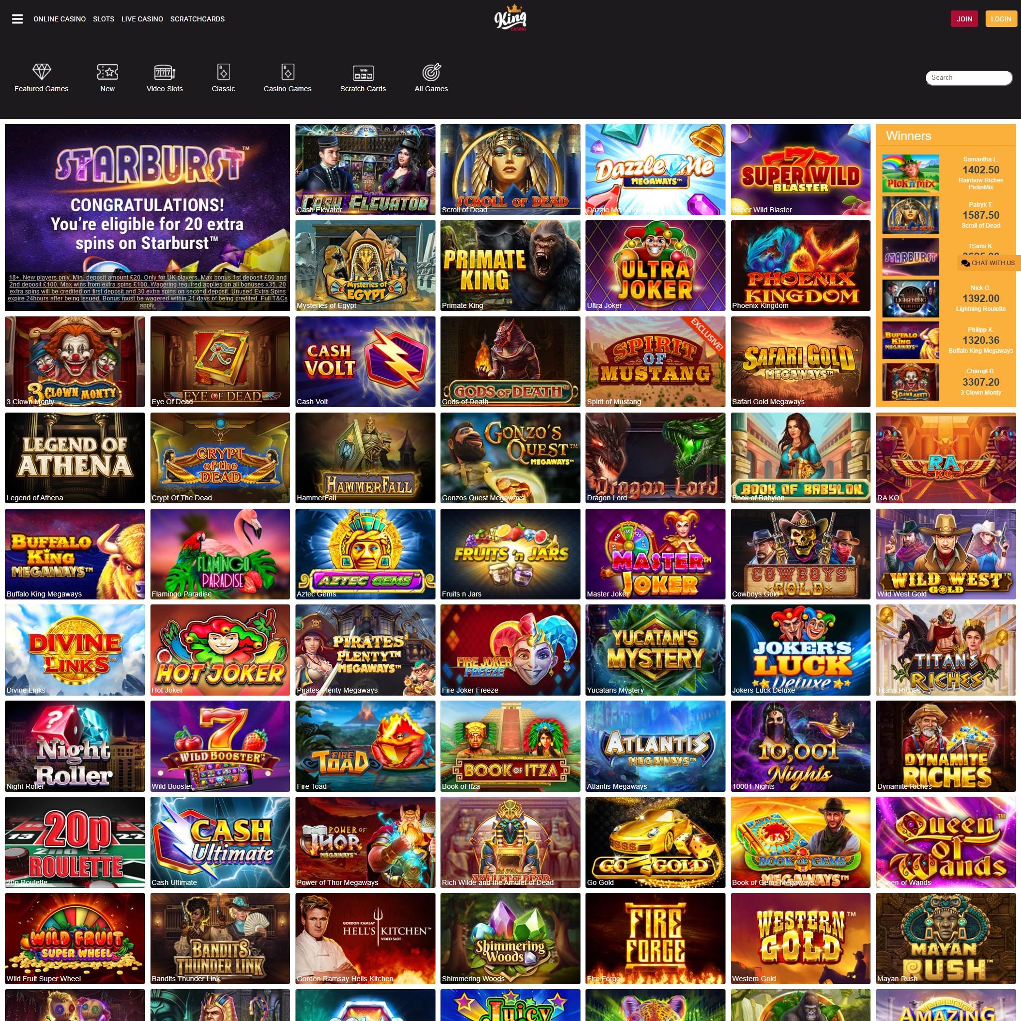Find King Casino game catalog