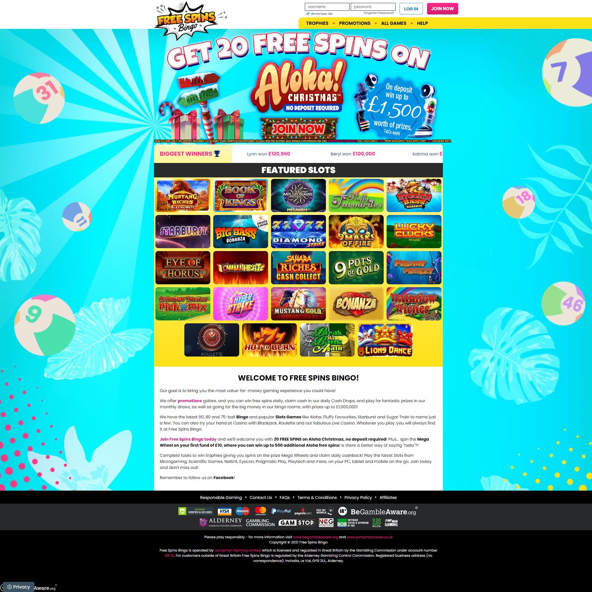 Free Spins Bingo review by Mr. Gamble