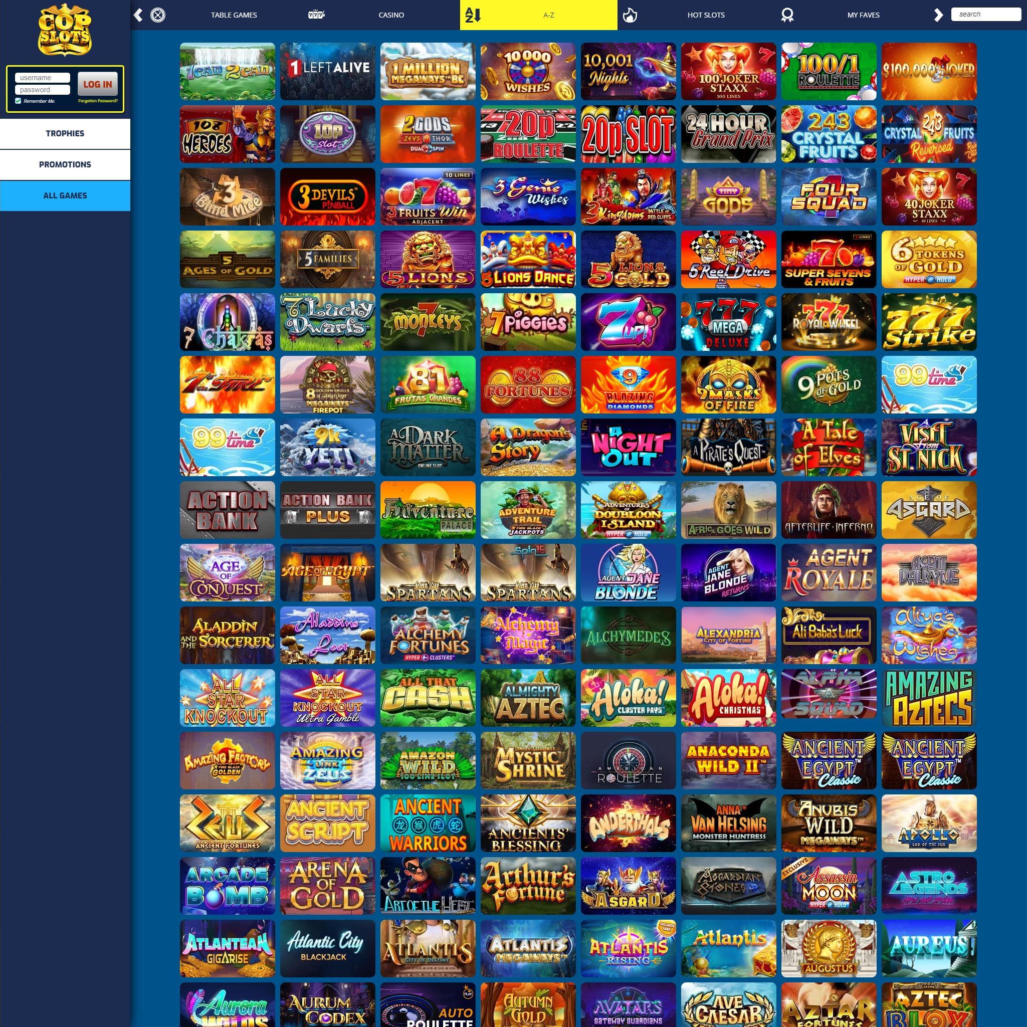 Find Cop Slots Casino game catalog