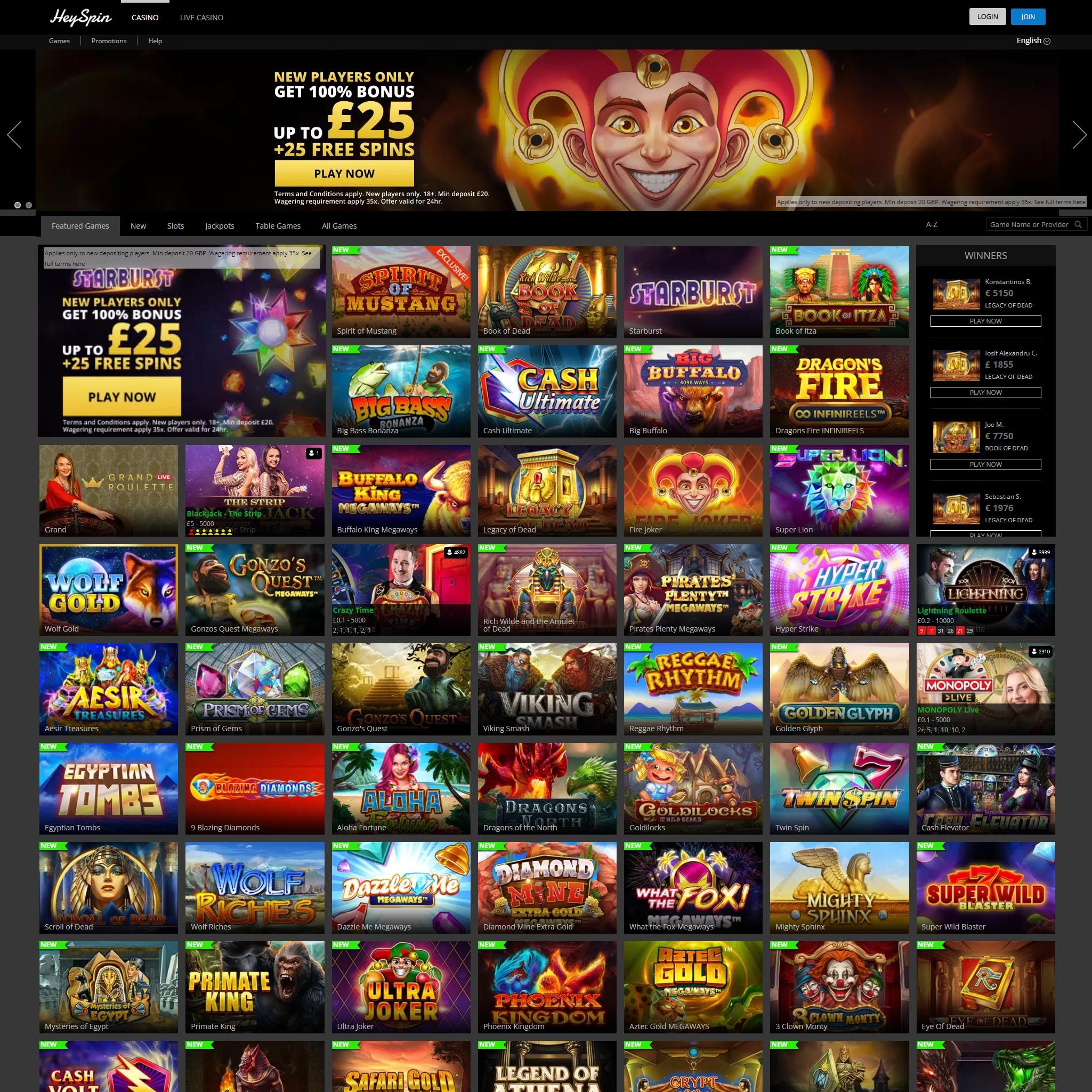Hey Spin Casino UK review by Mr. Gamble
