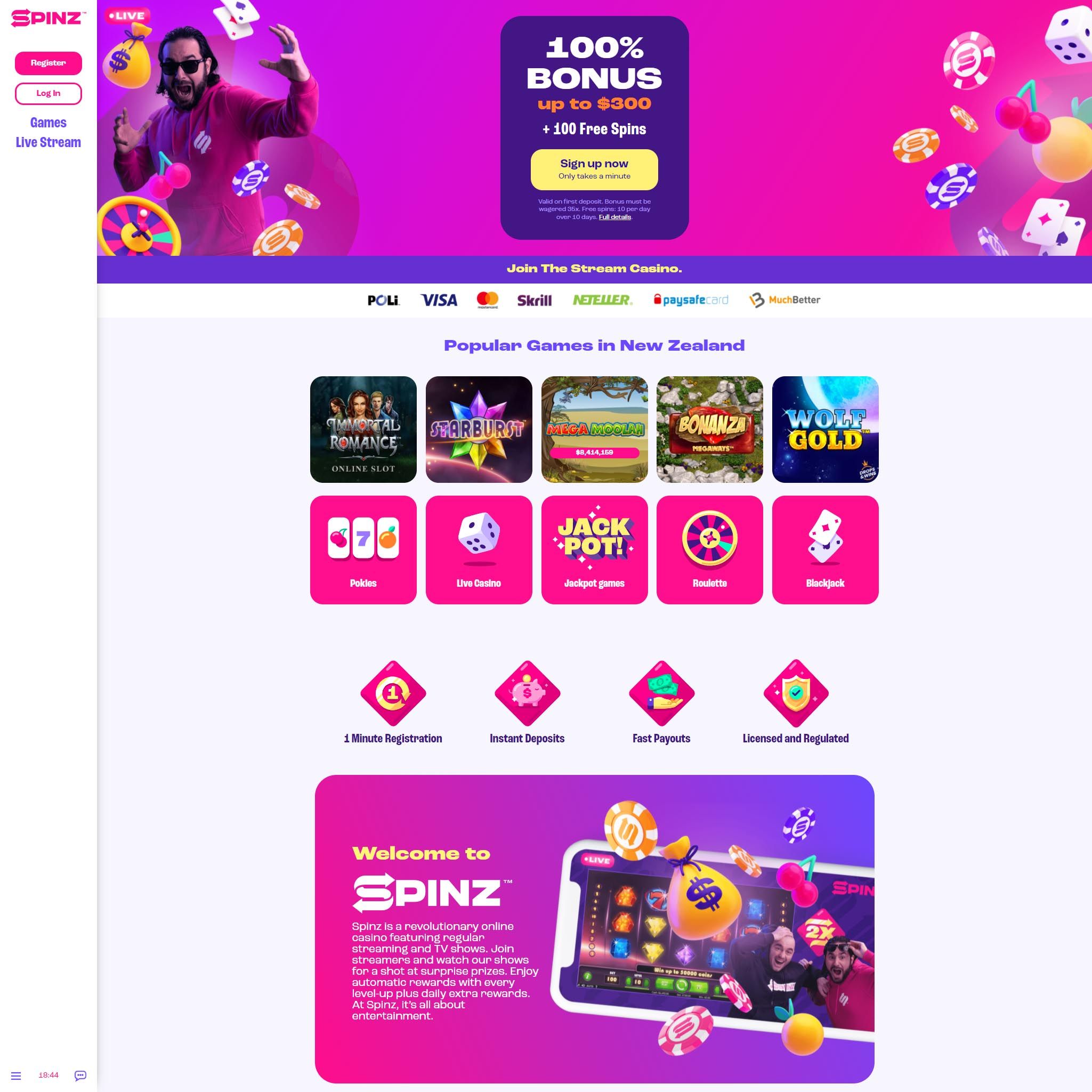 Spinz Casino NZ review by Mr. Gamble