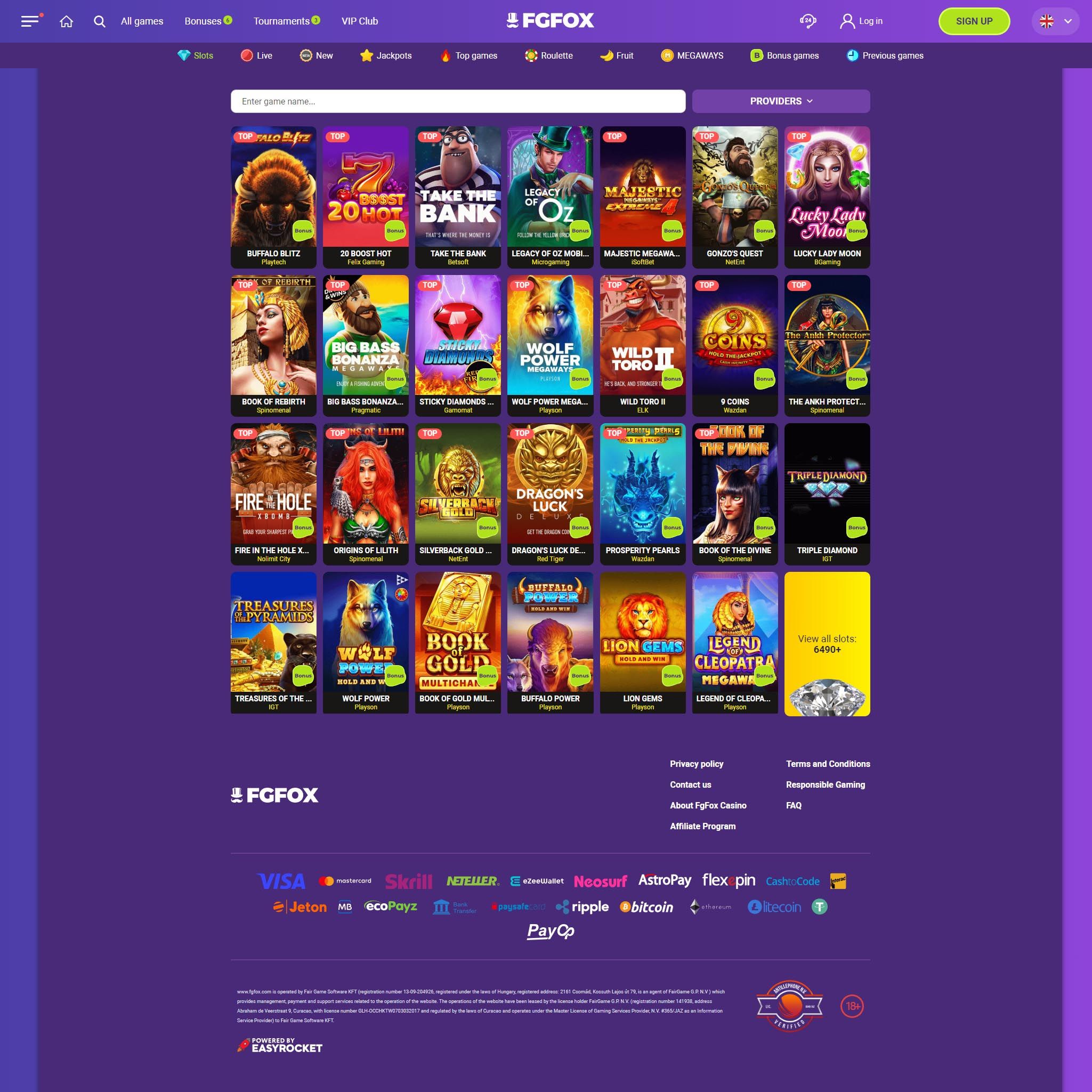 Fgfox Casino full games catalogue