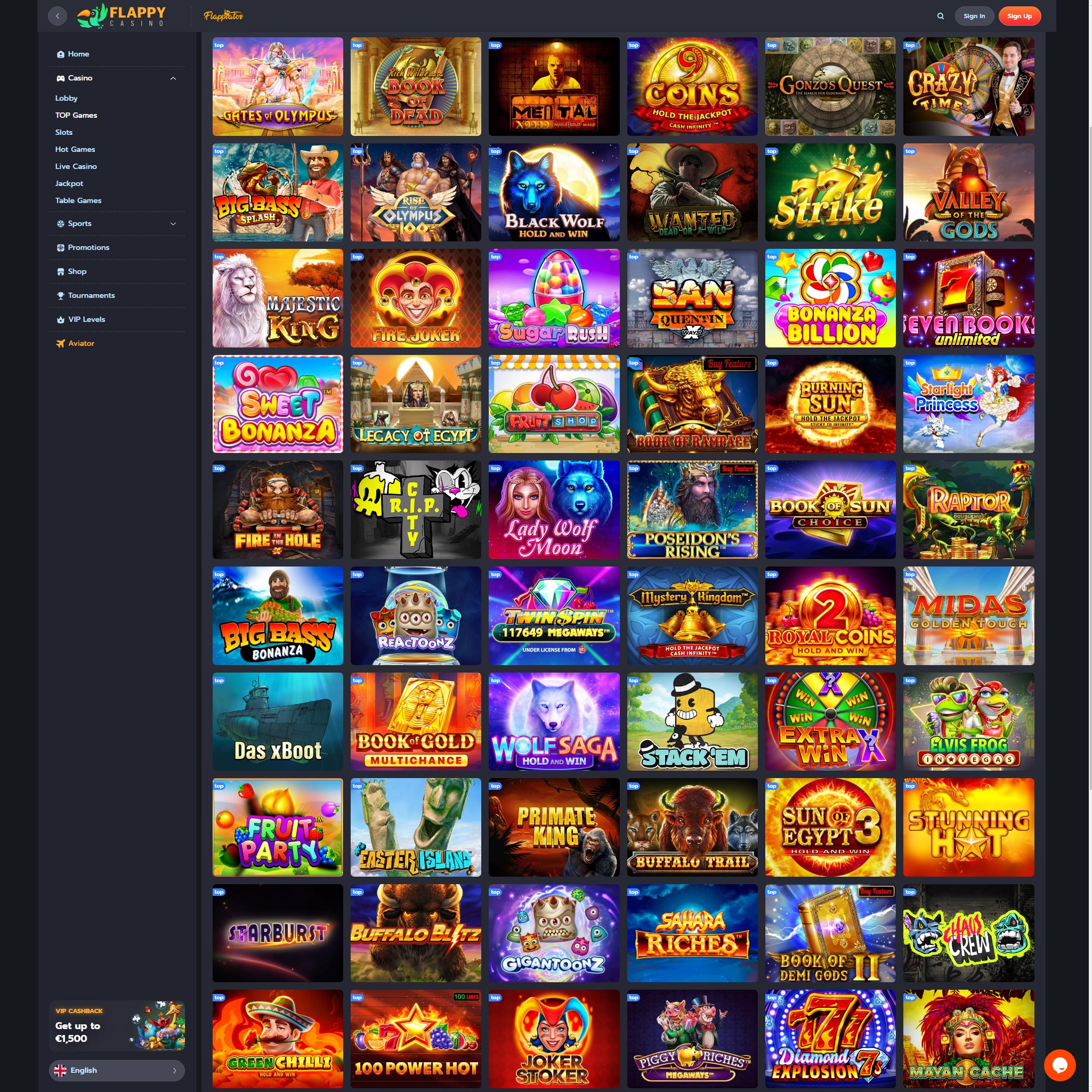 Flappy Casino full games catalogue