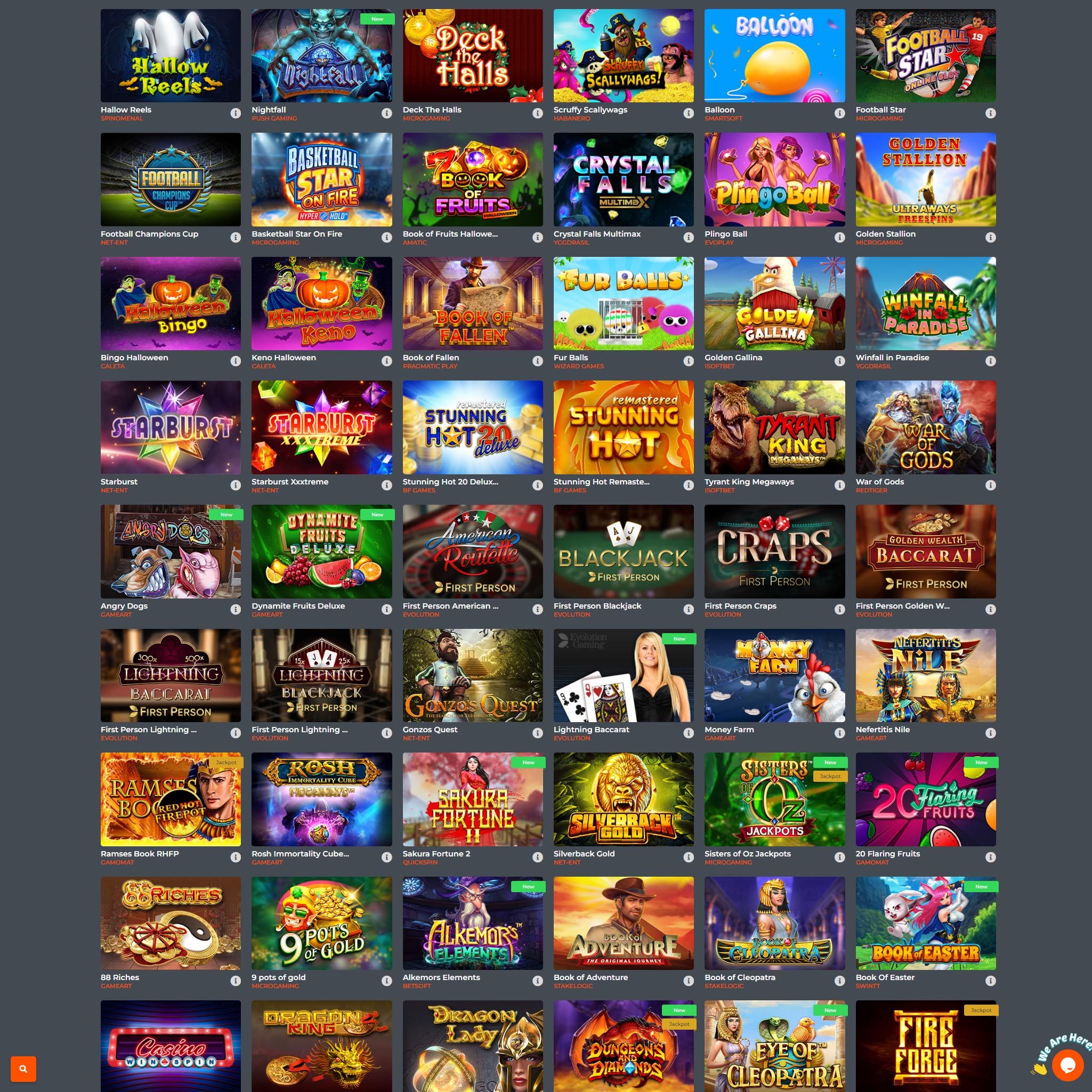 Betinx Casino full games catalogue