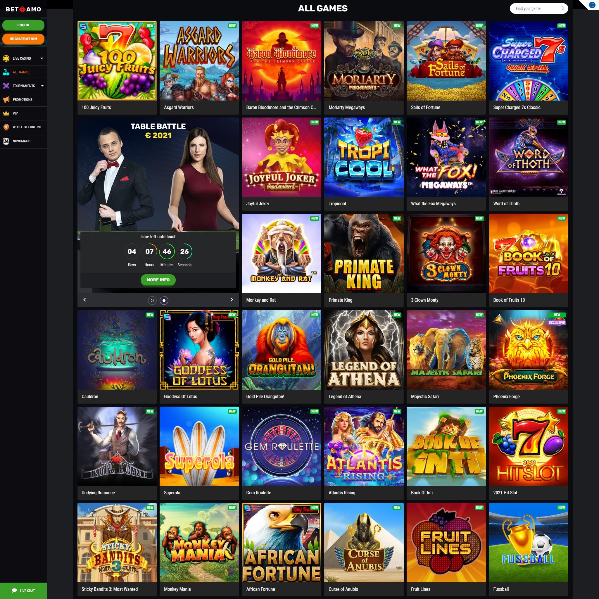 Betamo Casino full games catalogue