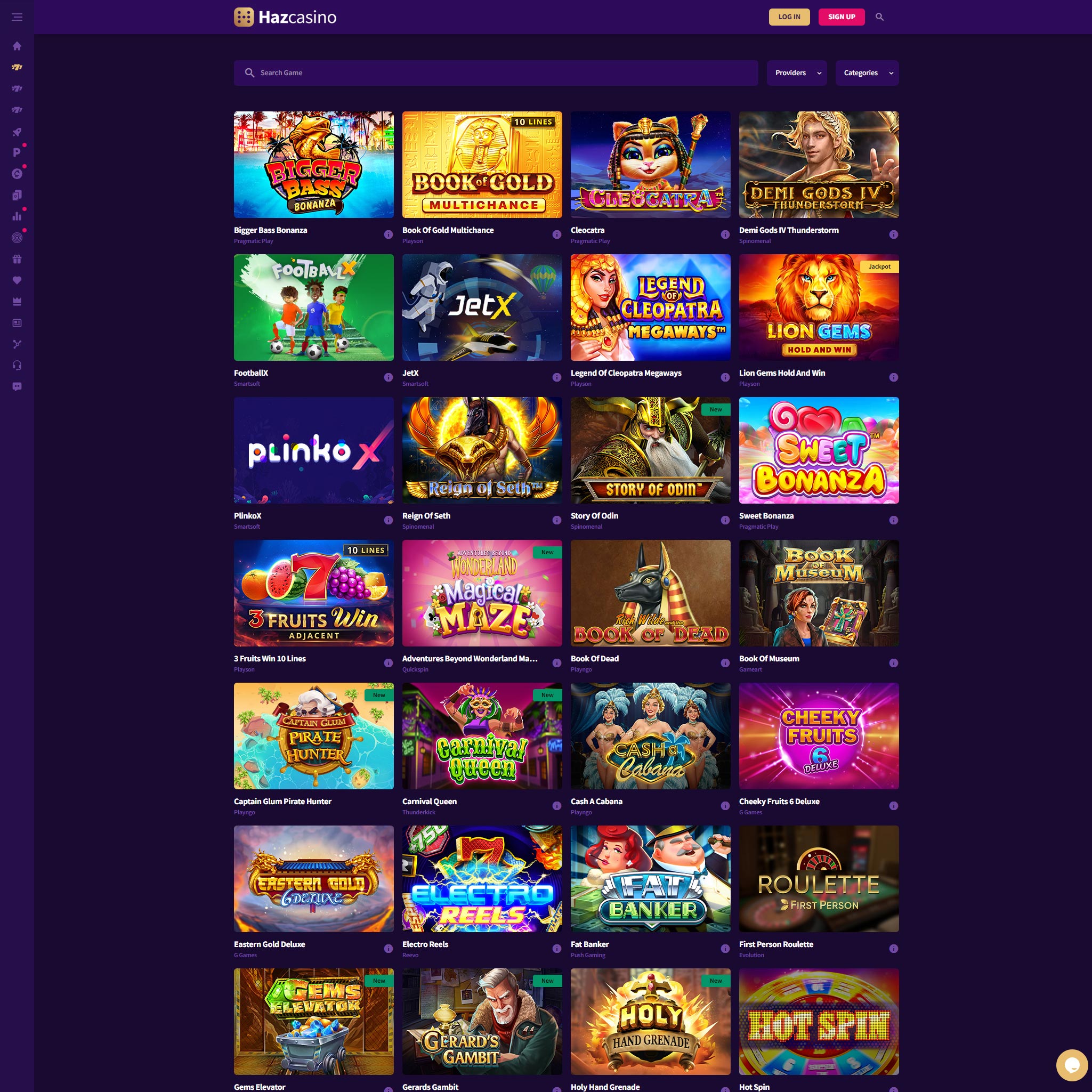 Haz Casino full games catalogue