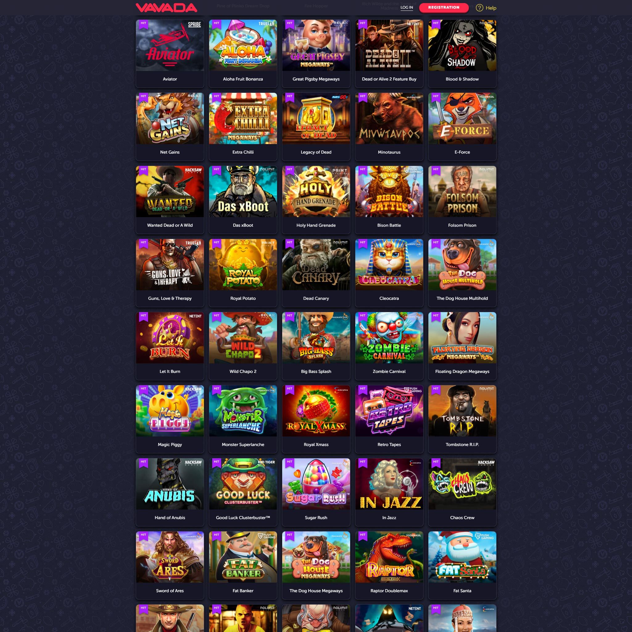 Vavada Casino full games catalogue