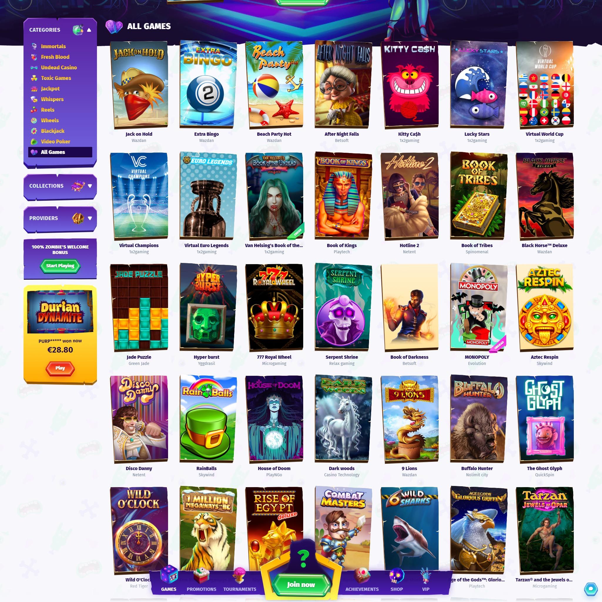 Casombie Casino full games catalogue