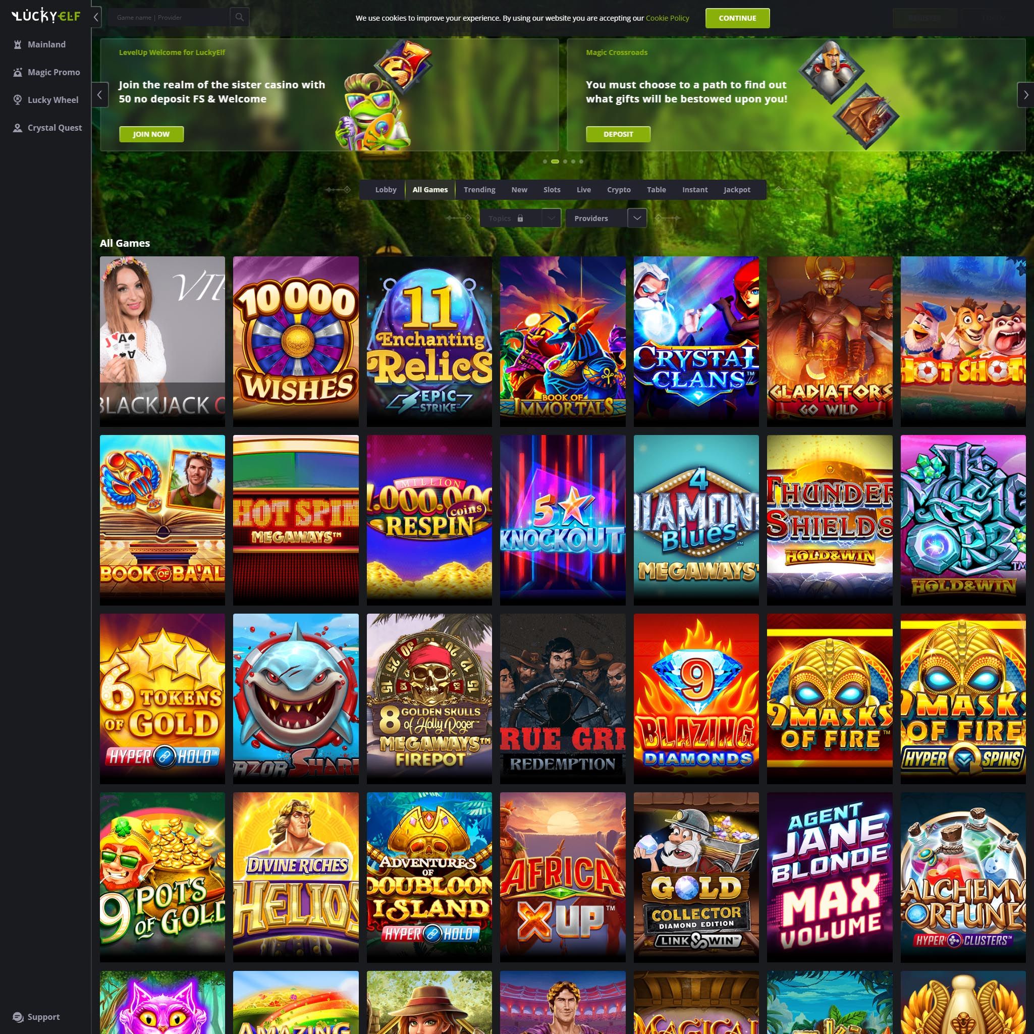Luckyelf Casino full games catalogue