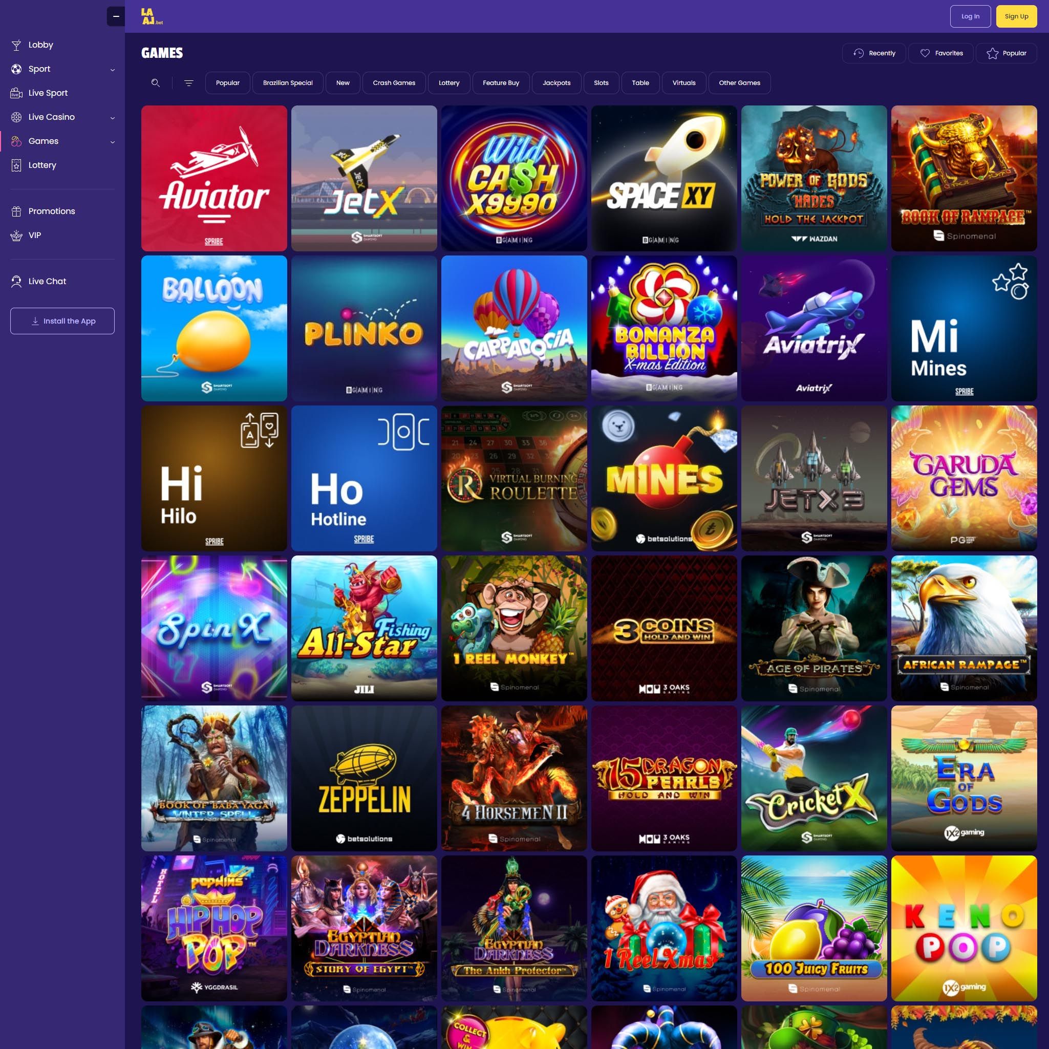 Lala.bet Casino full games catalogue