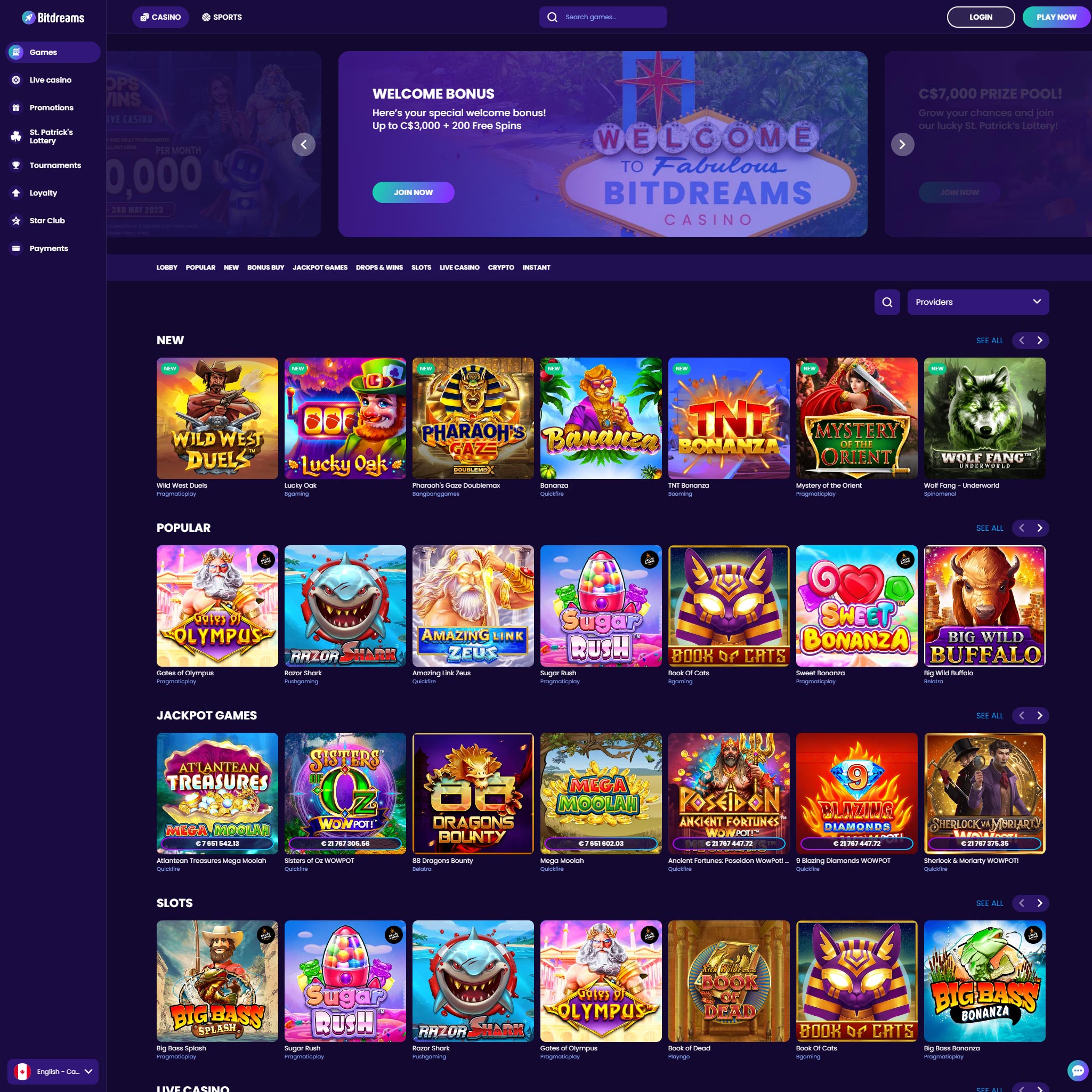 Bitdreams Casino full games catalogue