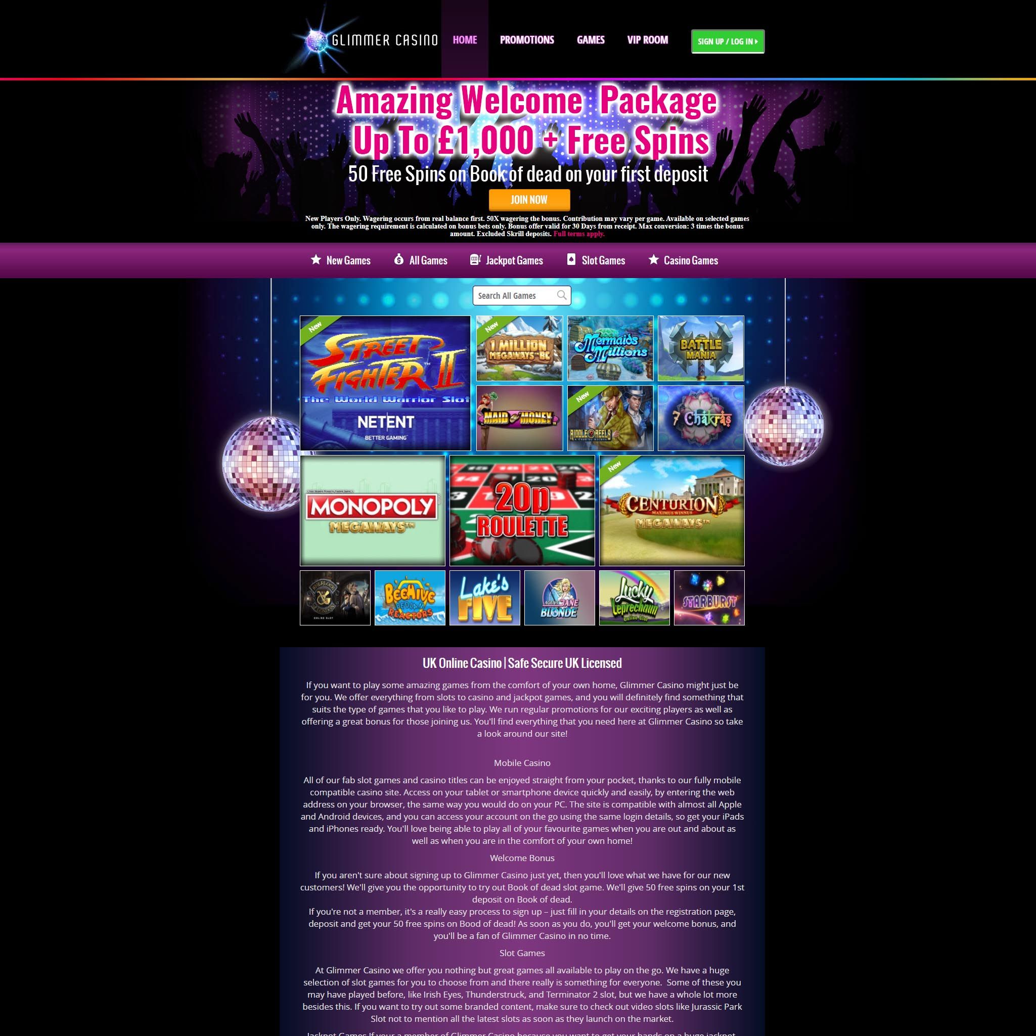 Glimmer Casino full games catalogue