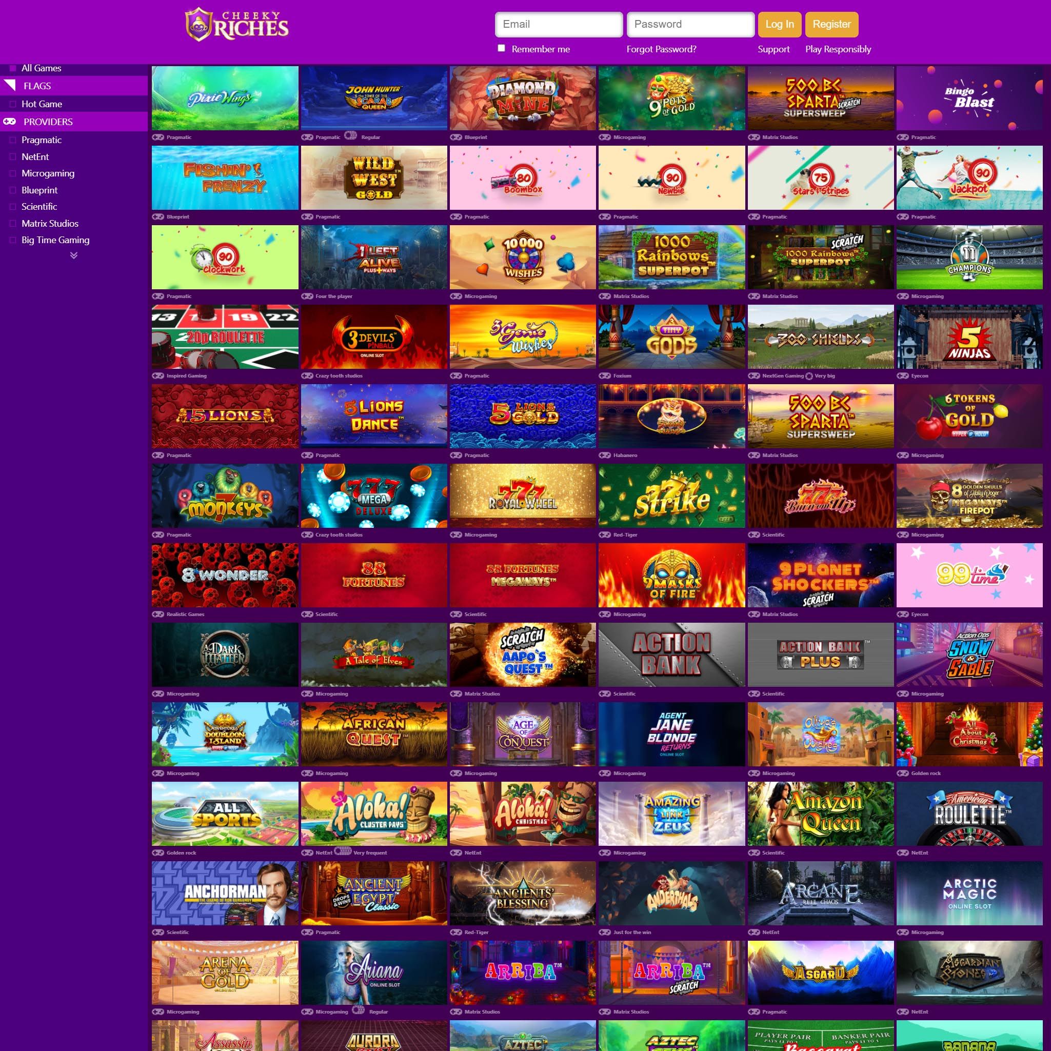 Cheeky Riches Casino full games catalogue