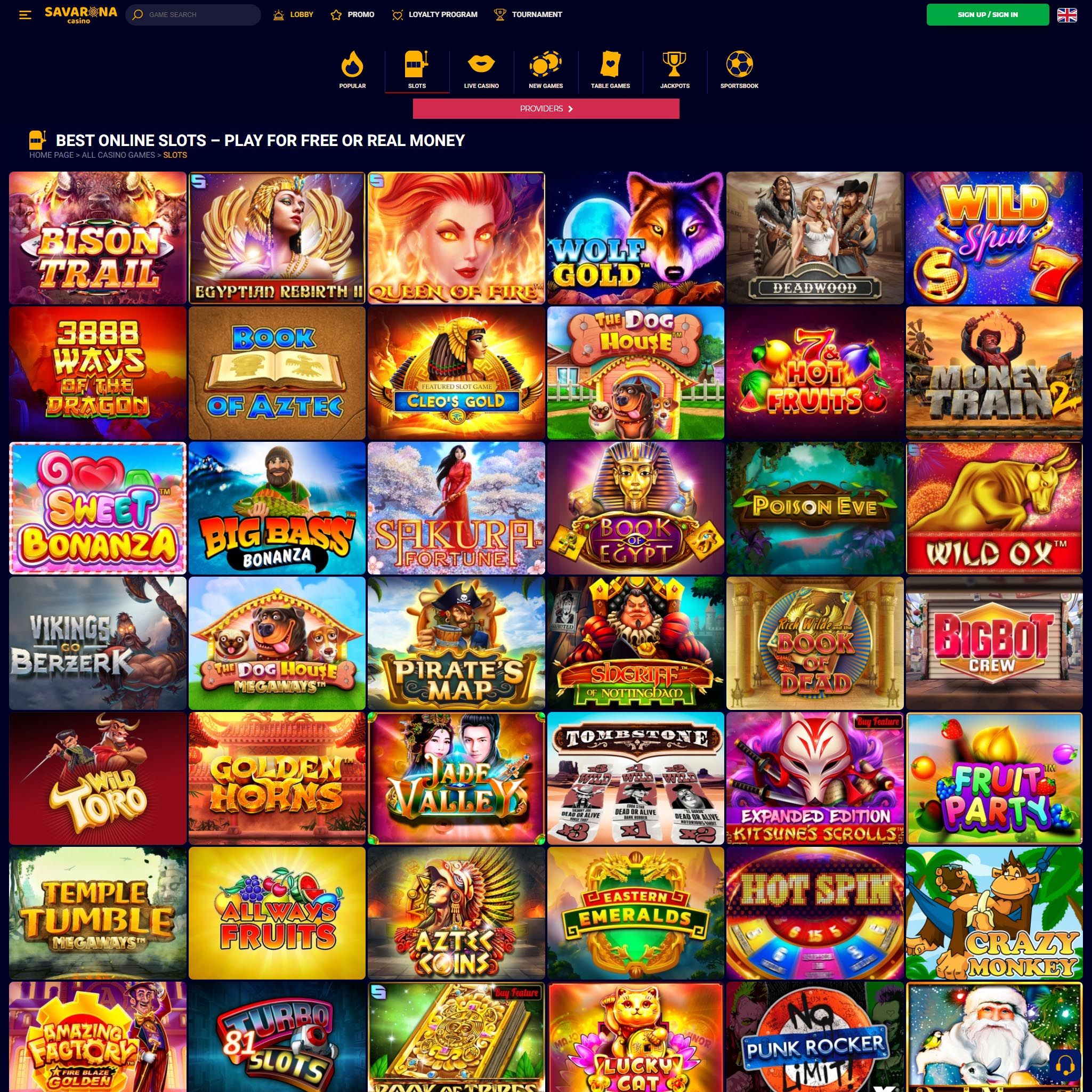 Savarona Casino full games catalogue