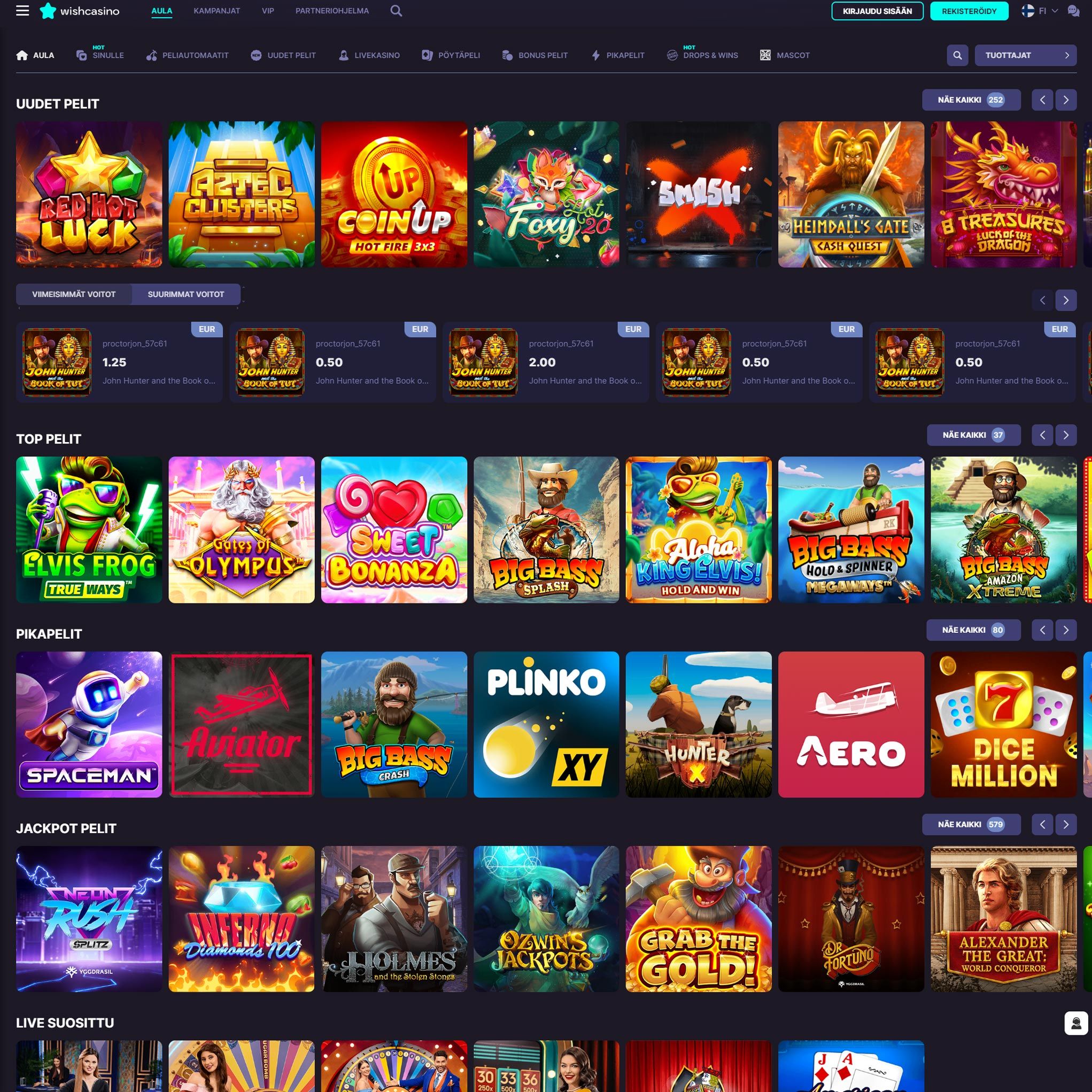 Suomalaiset nettikasinot tarjoavat monia hyötyjä pelaajille. Wish Casino on suosittelemamme nettikasino, jolle voit lunastaa bonuksia ja muita etuja.