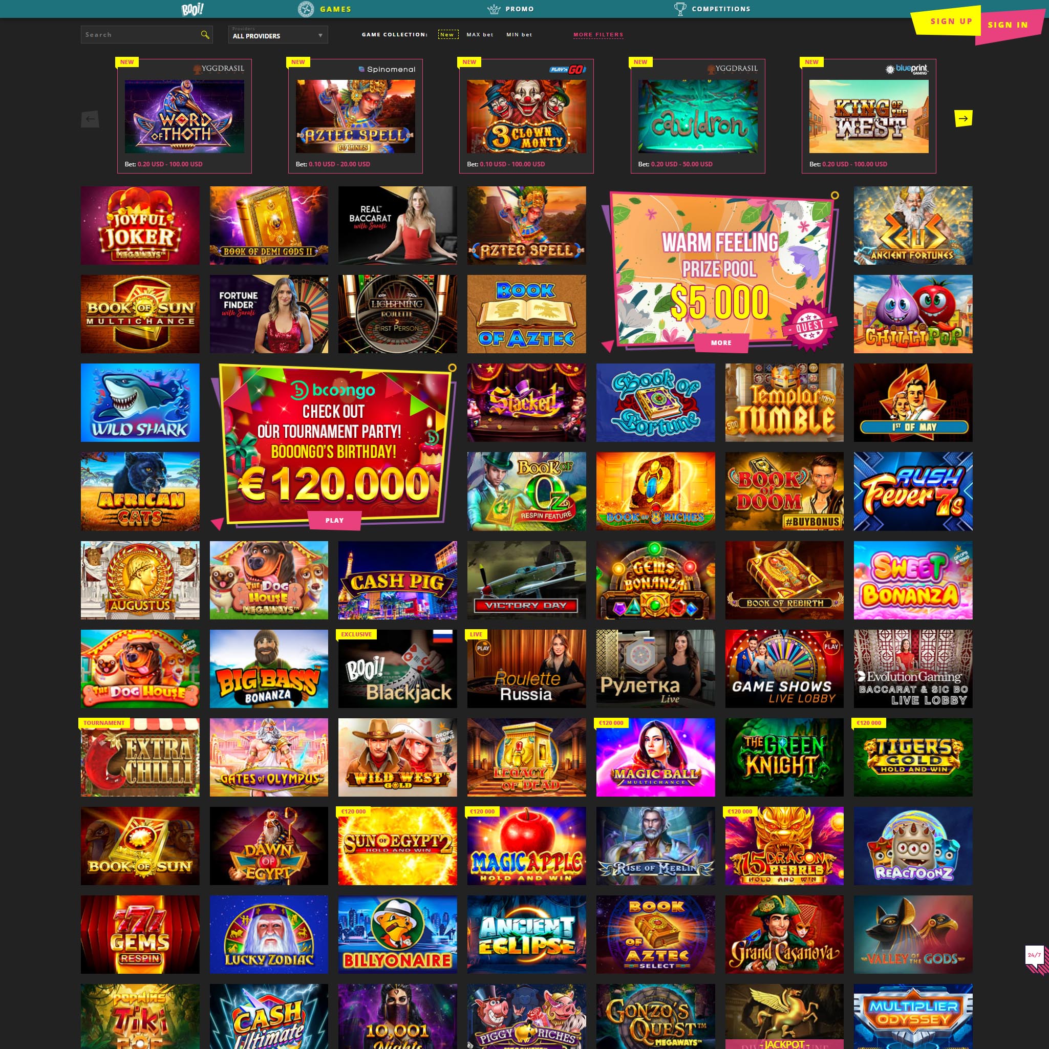 Booi Casino full games catalogue