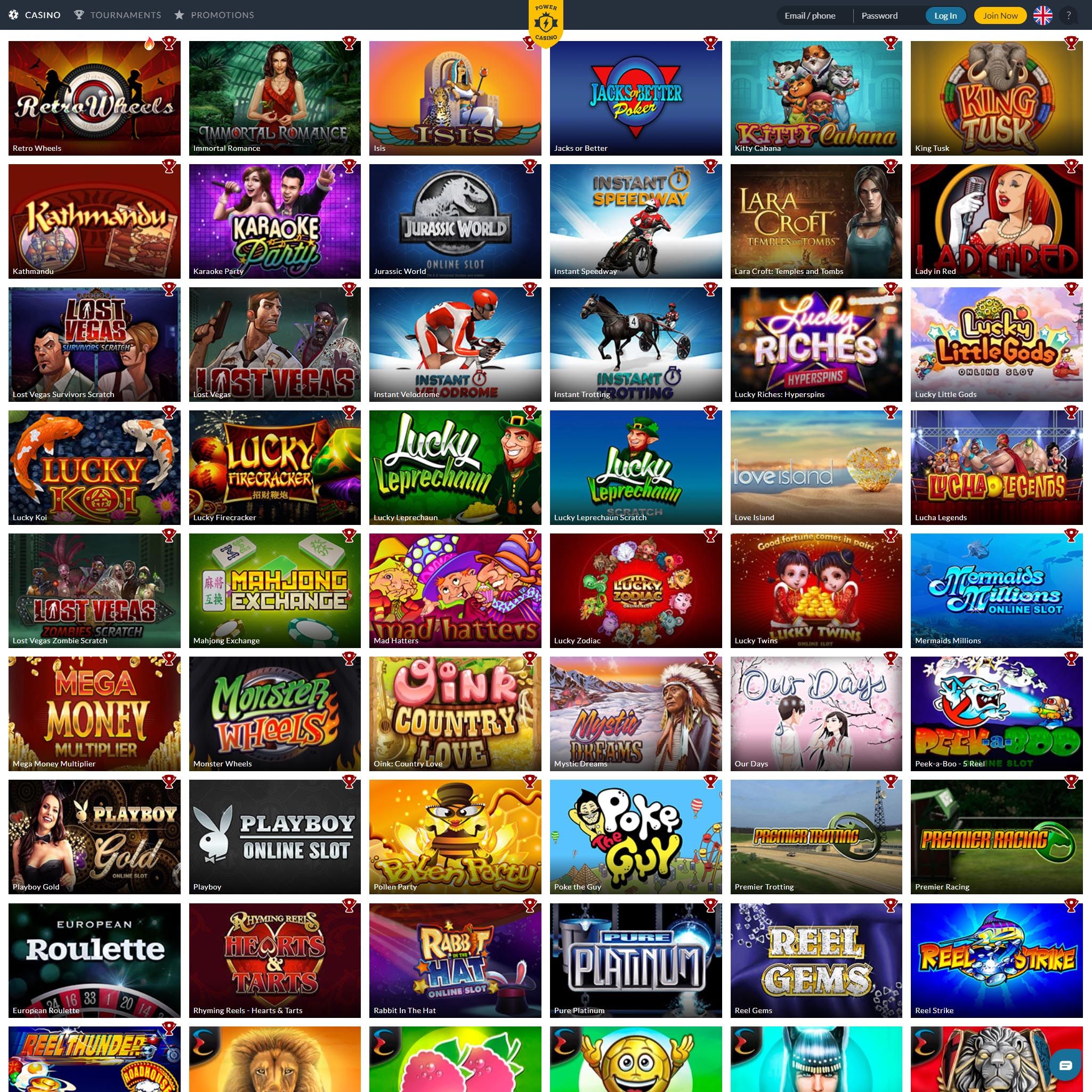 Power Casino full games catalogue