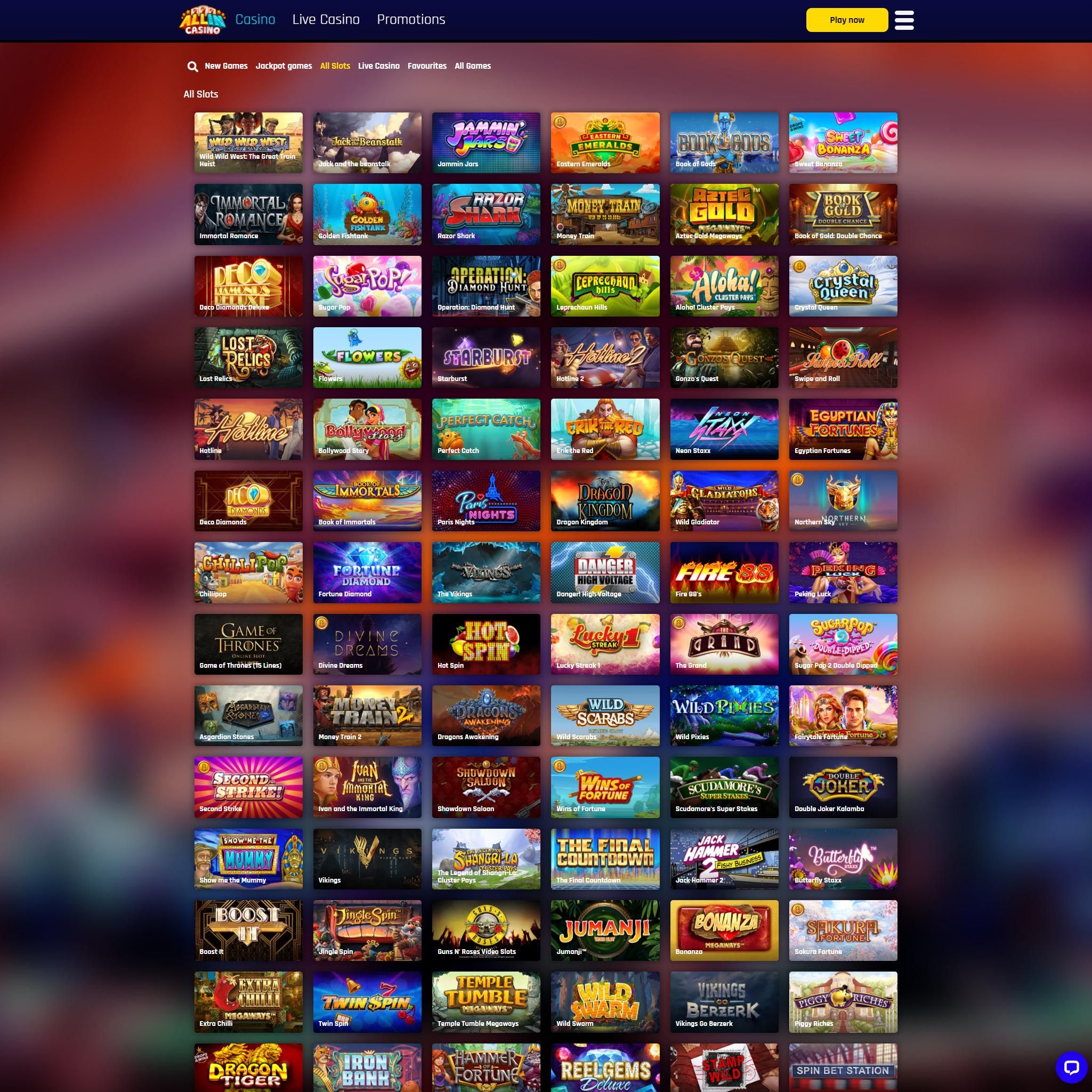 All In Casino full games catalogue