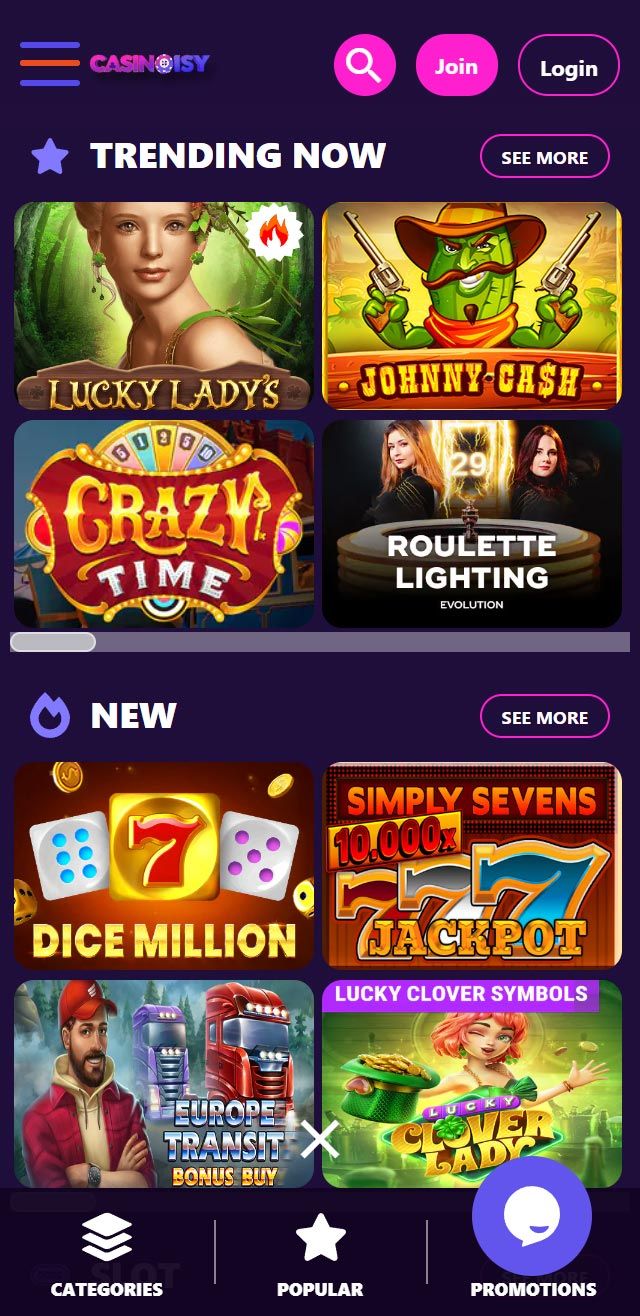 Casinoisy review lists all the bonuses available for you today