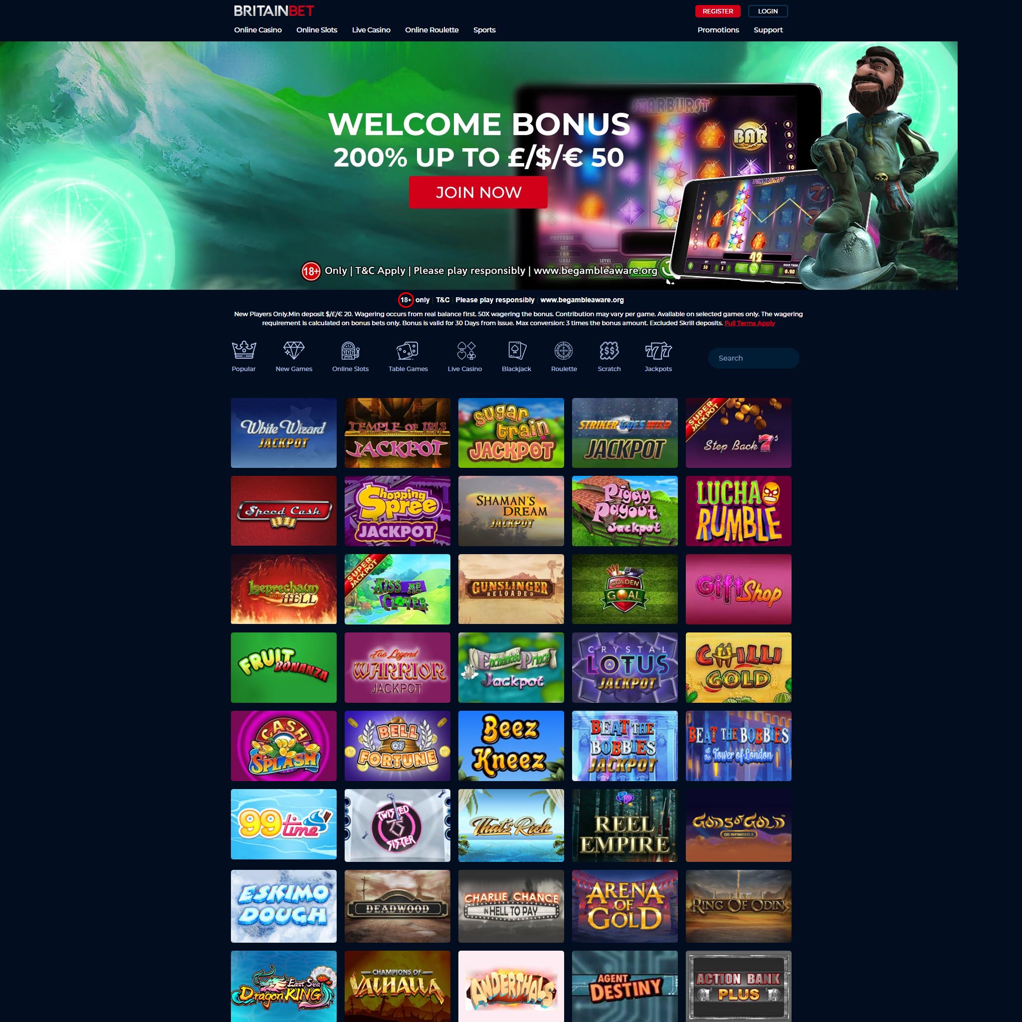 Find BritainBet Casino game catalog