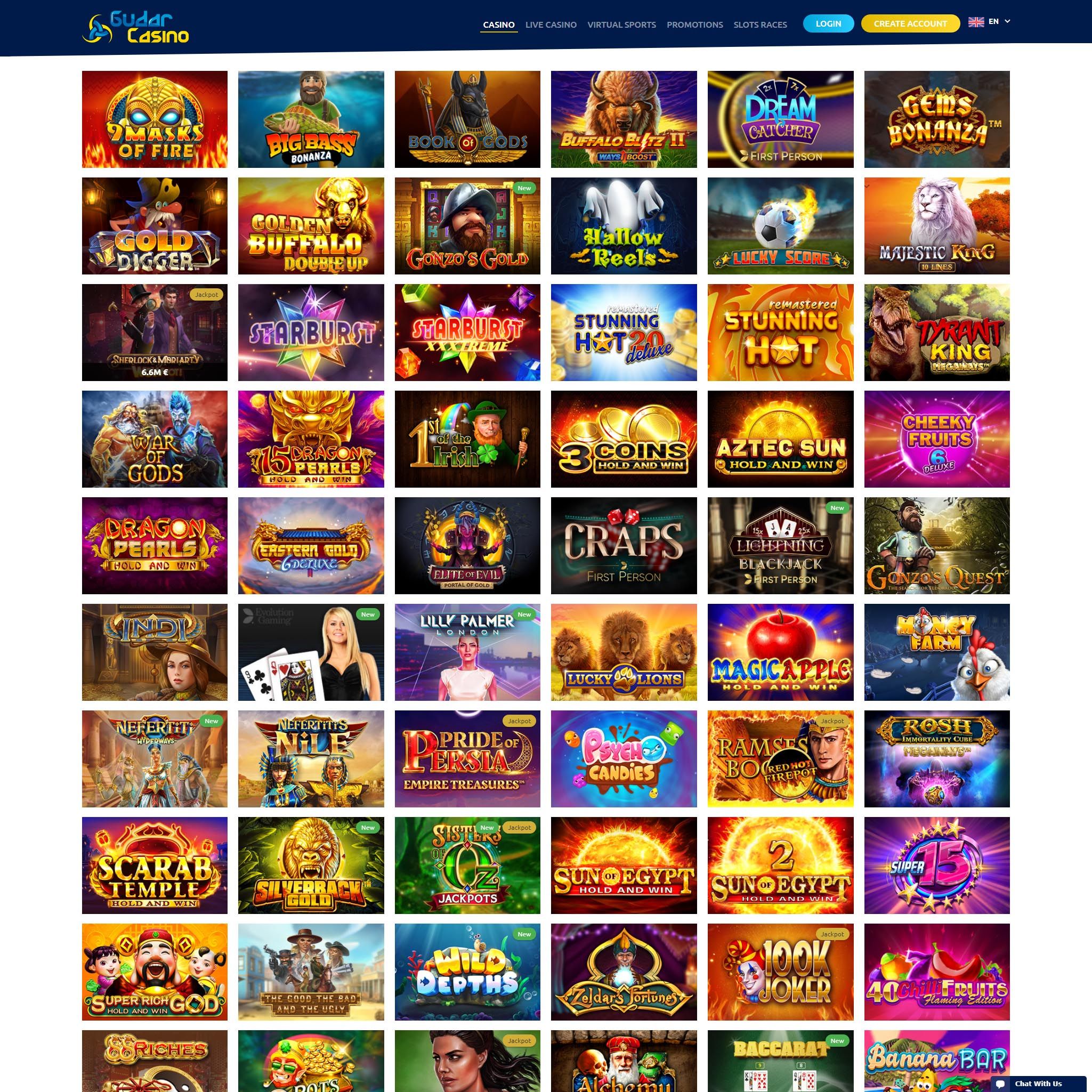 Gudar Casino full games catalogue