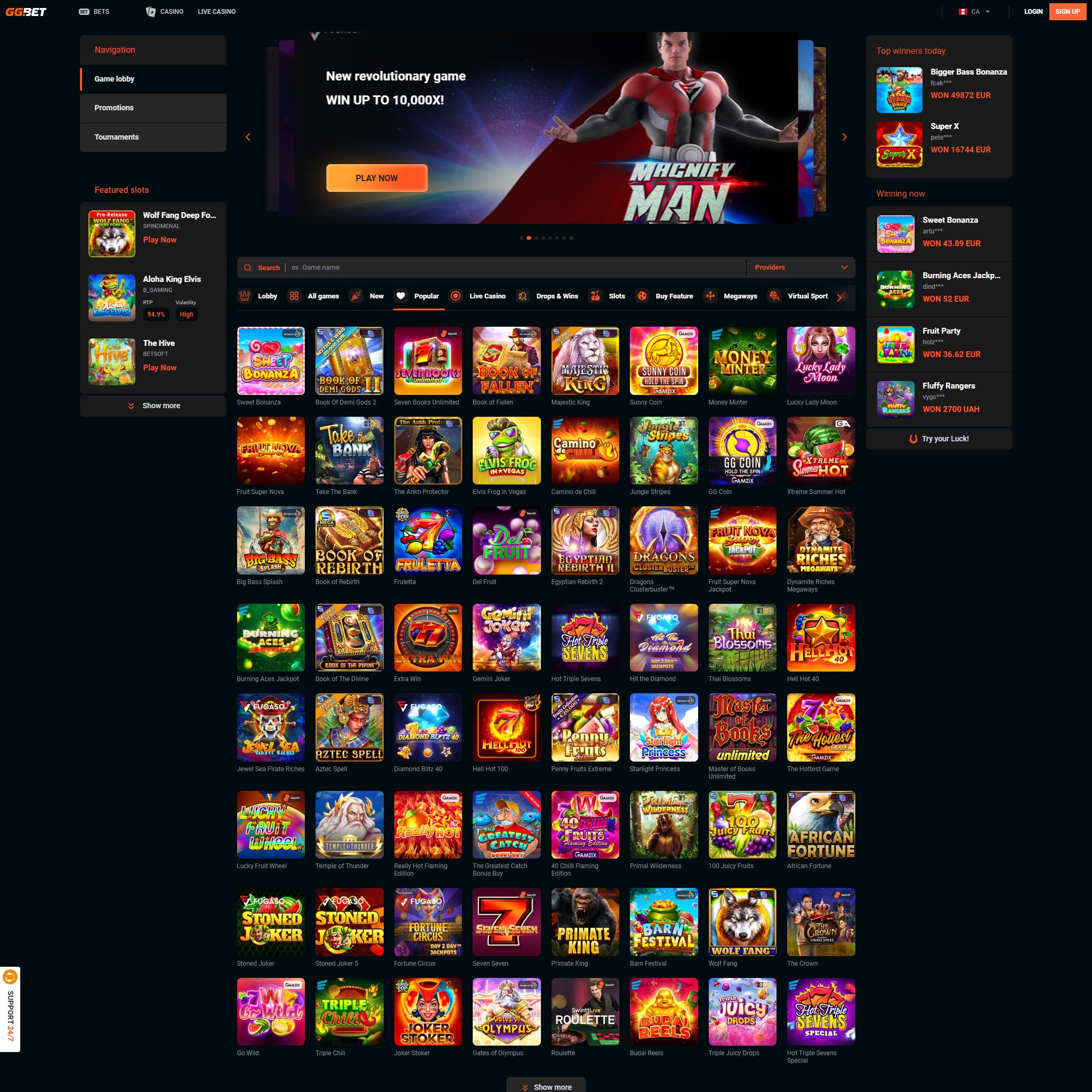 GG.Bet Casino full games catalogue